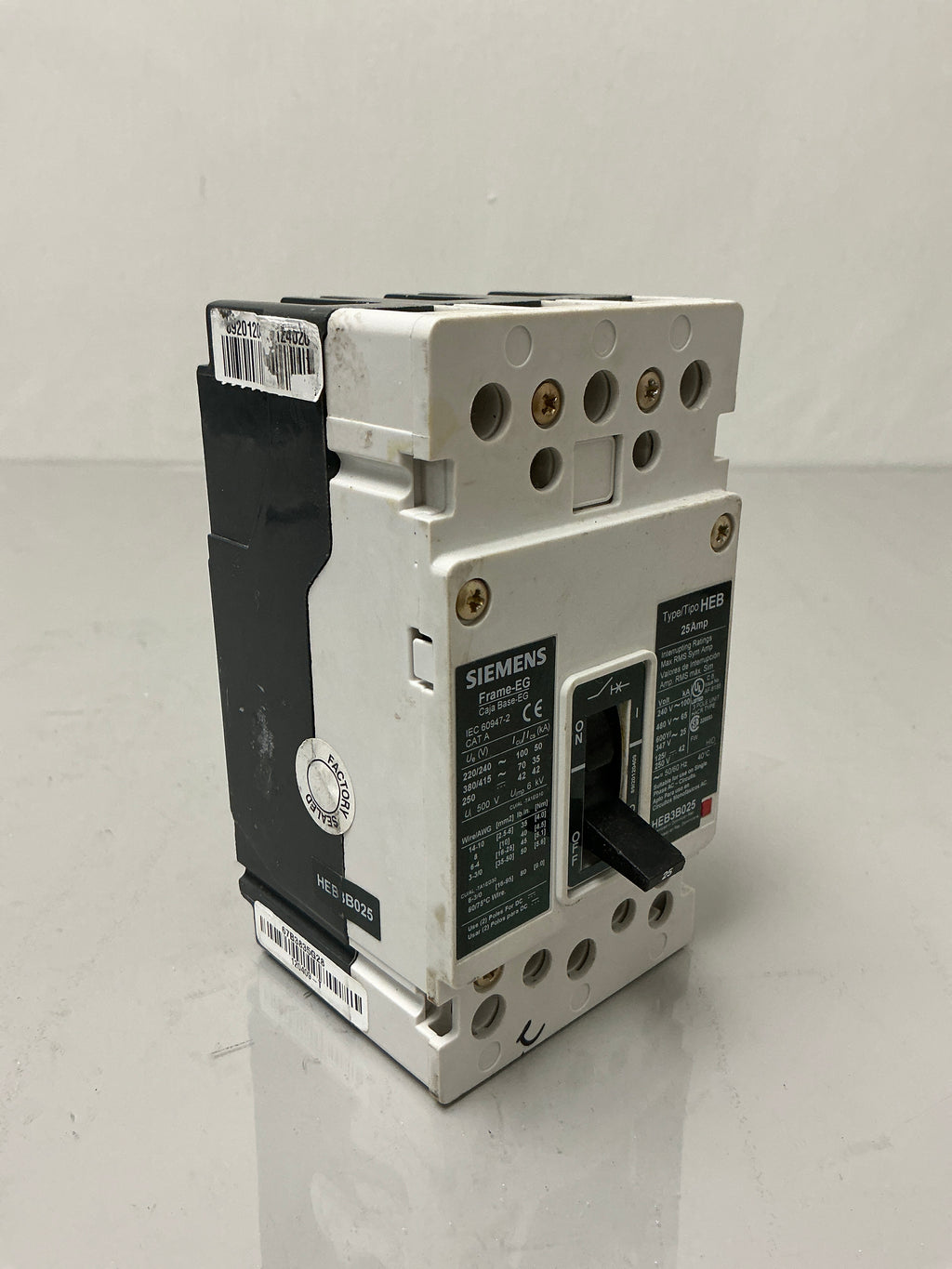 Used Siemens HEB3B025 3 Pole, 25 Amps, Circuit Breaker