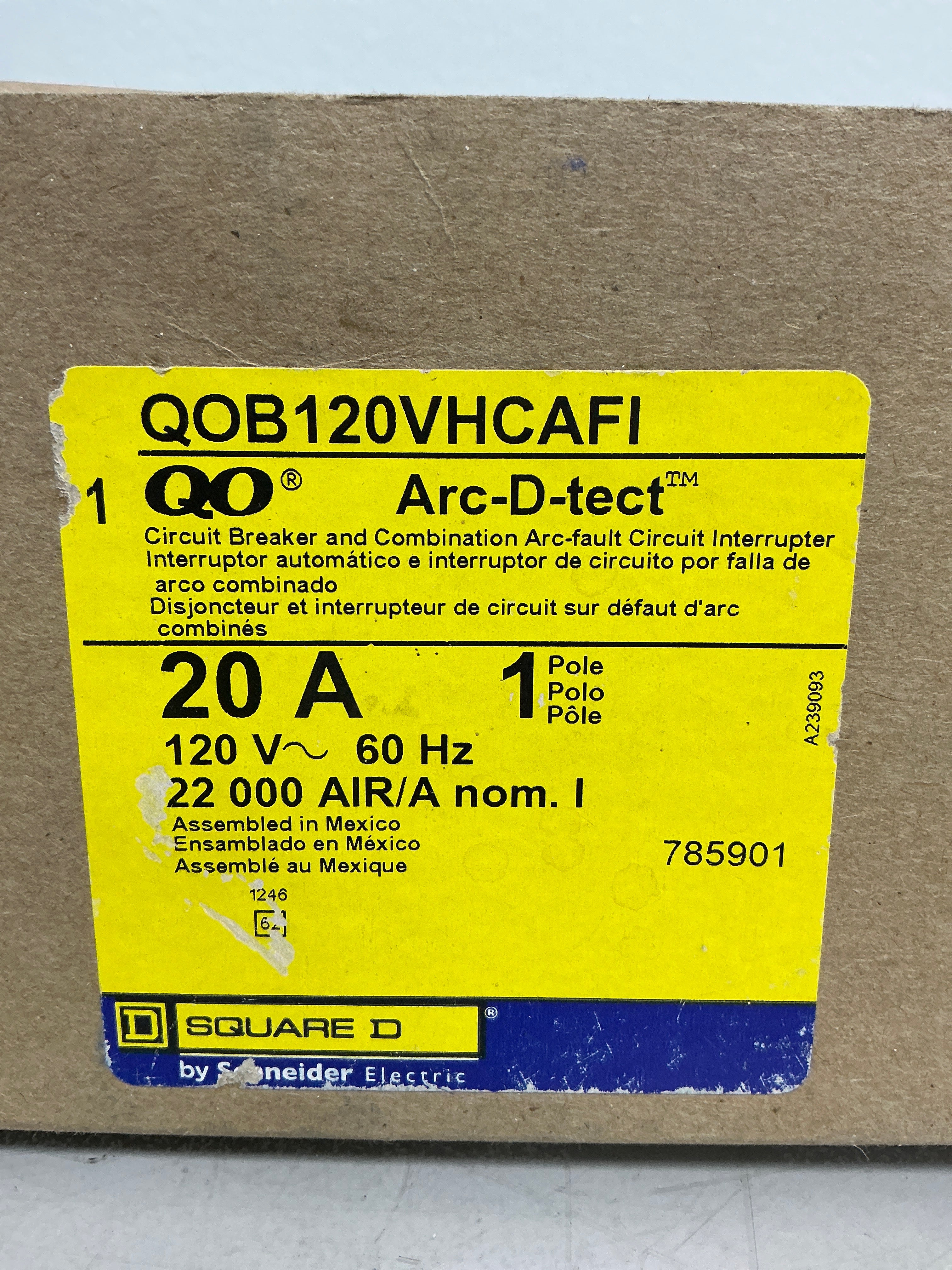 New Square D QOB120VHCAFI 1 Pole, 20 Amps, 120 Volts