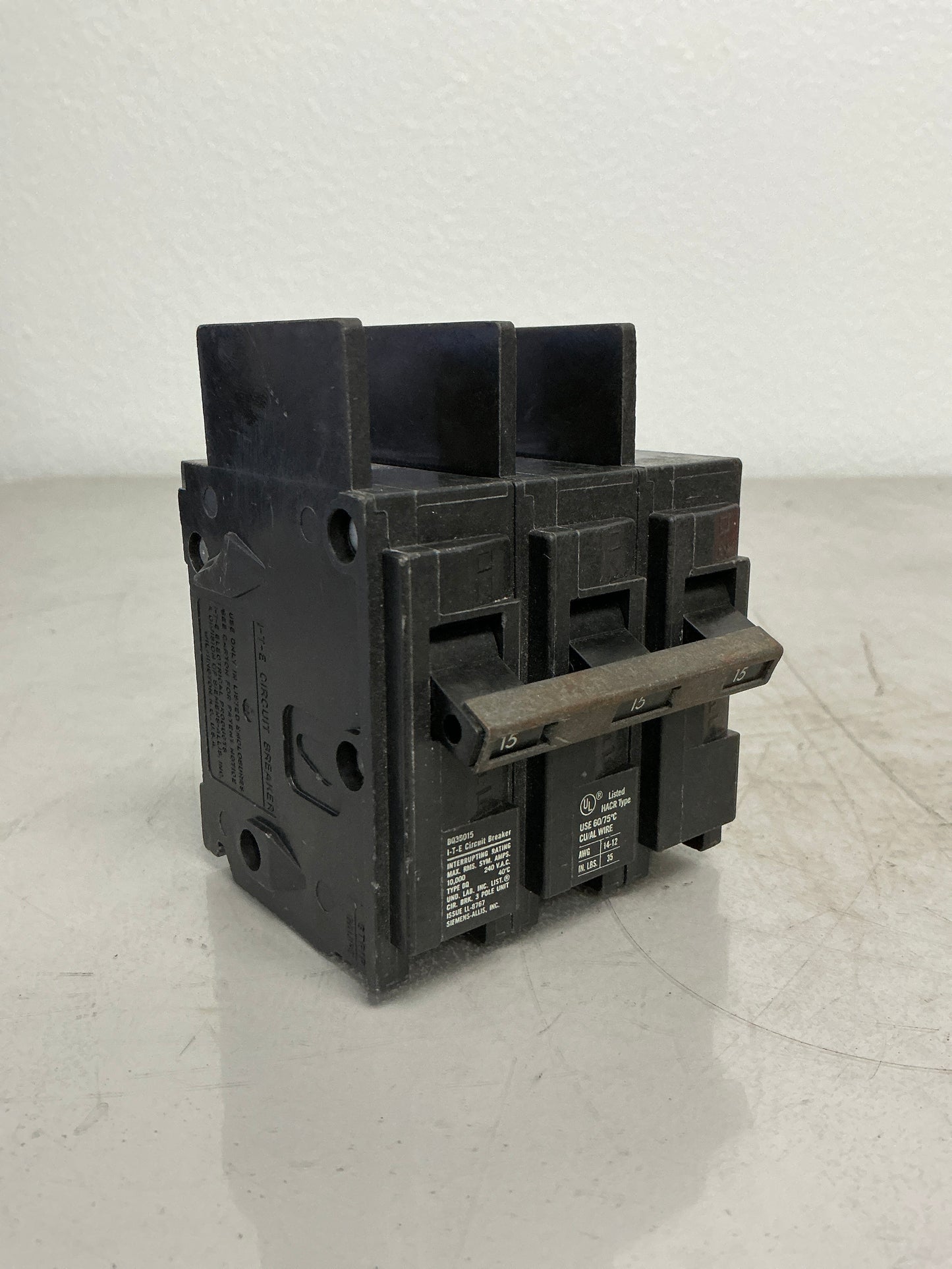 Used BQ3B015 3 Pole, 15 Amps Circuit Breaker