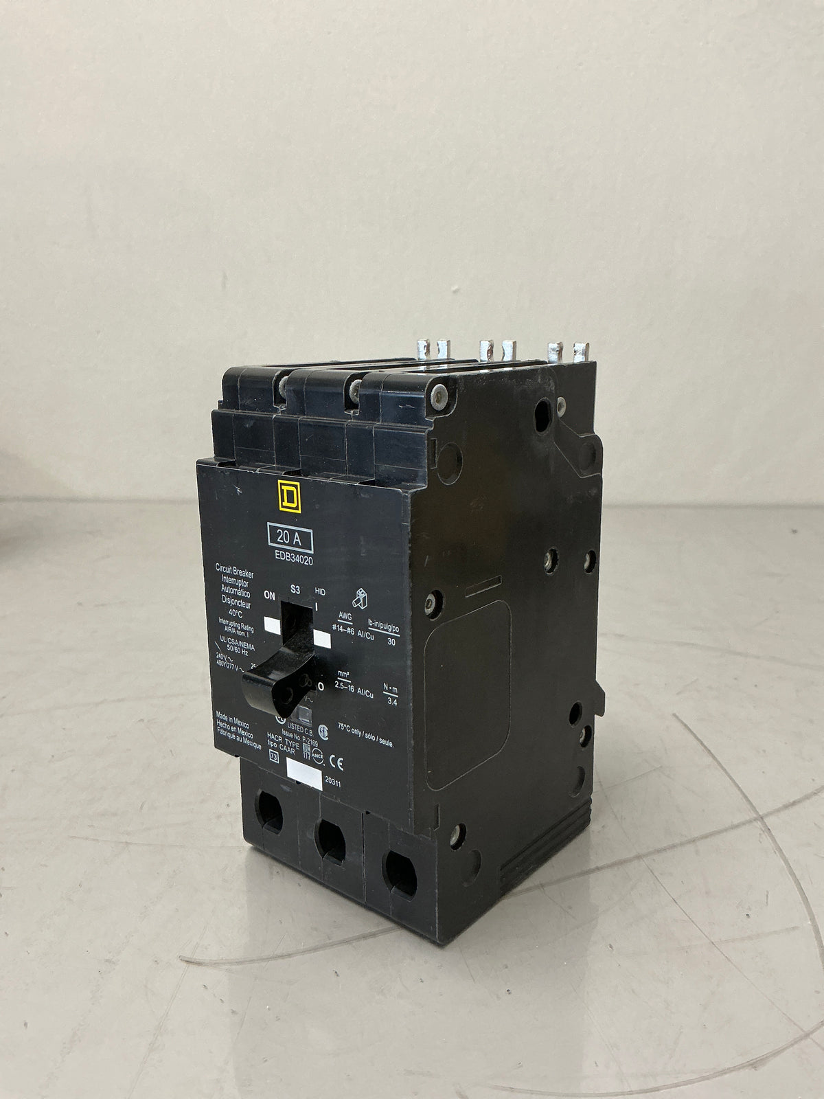 New (Panel take out) Square D EDB34020 3 Pole, 20 Amps, 240 Volts Circuit Breaker