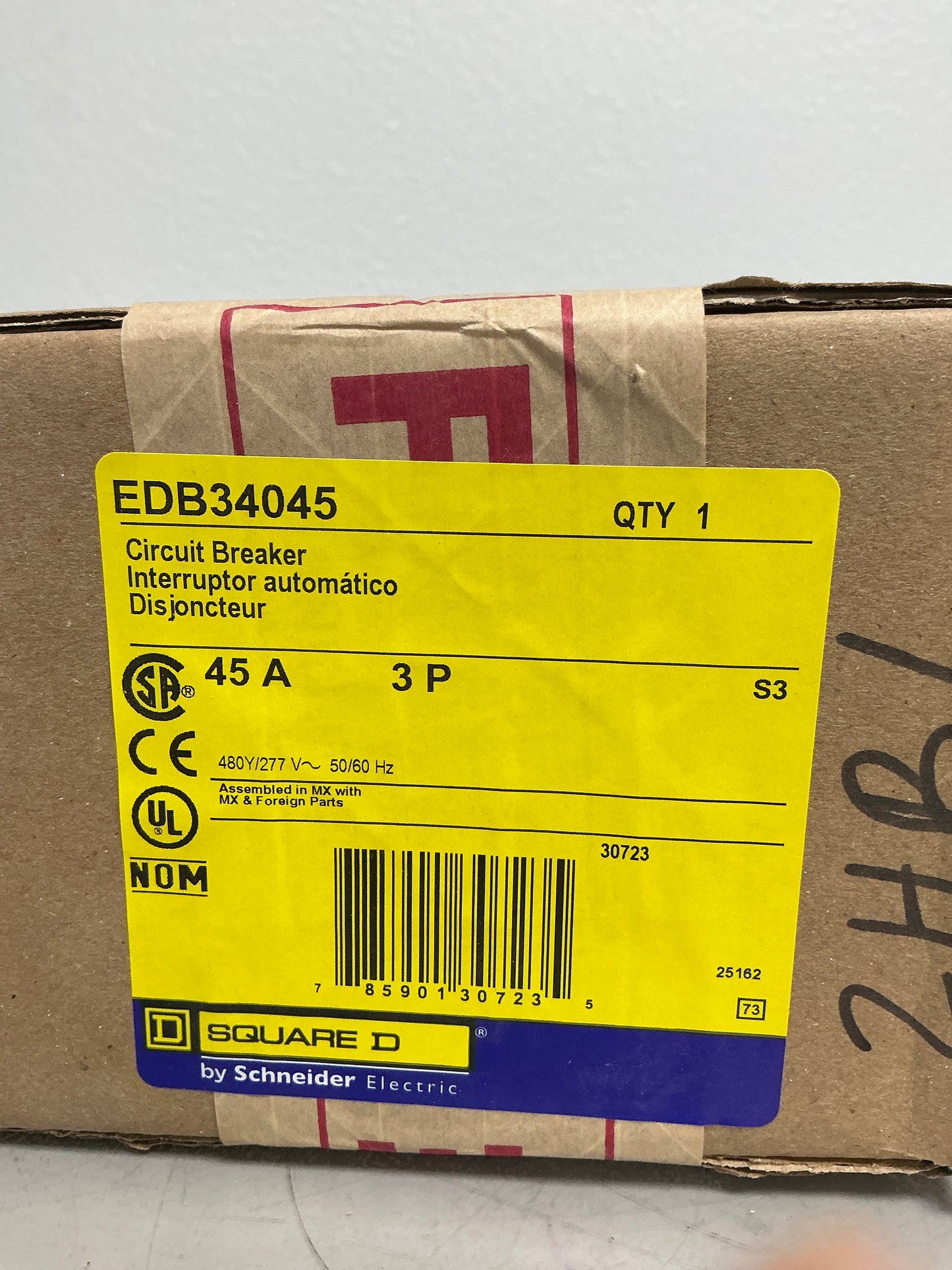 New Square D EDB34045 3 Pole, 45 Amps, 480 Volts