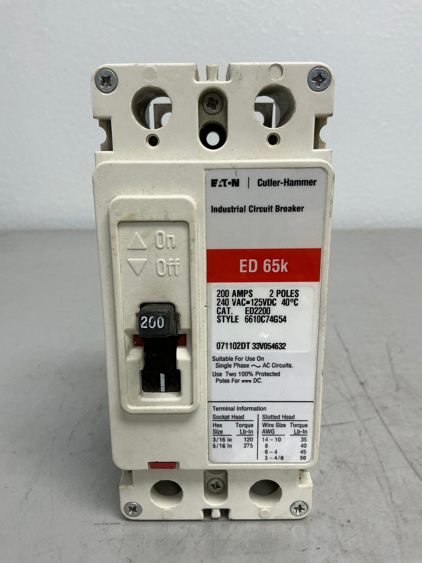 New Eaton ED2200 2 Poles, 200 Amps, 240 Volts