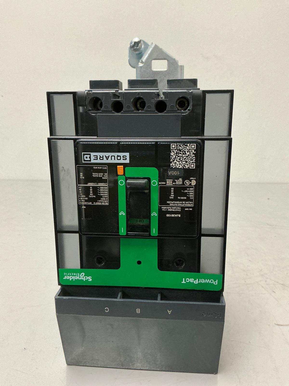 Used Square D BJA36100 3 Pole, 100Amps, 480 Volts Circuit Breaker