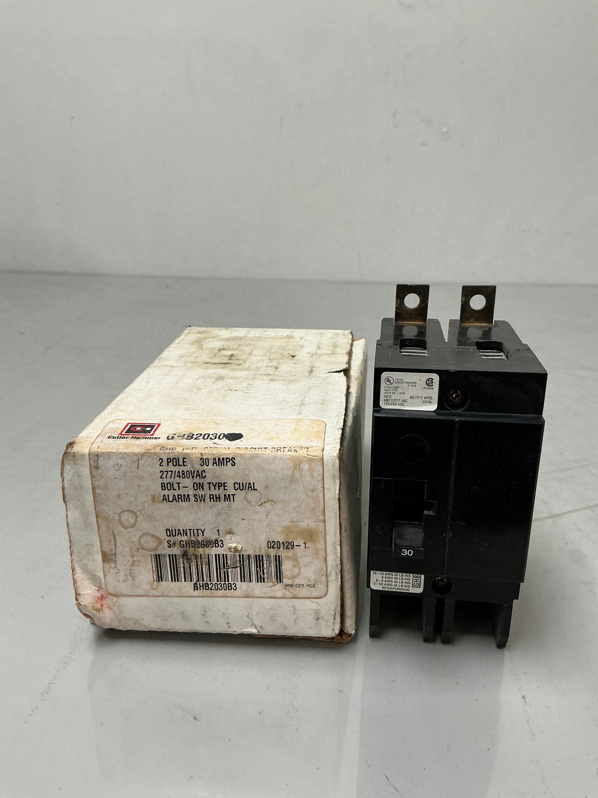 New Cutler-Hammer GHB2030 2 Pole, 30 Amps, 480 Volts Circuit Breaker
