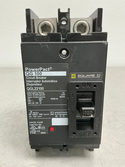 Used Square D QGL22100 2 Pole, 100 Amps, 240 Volts