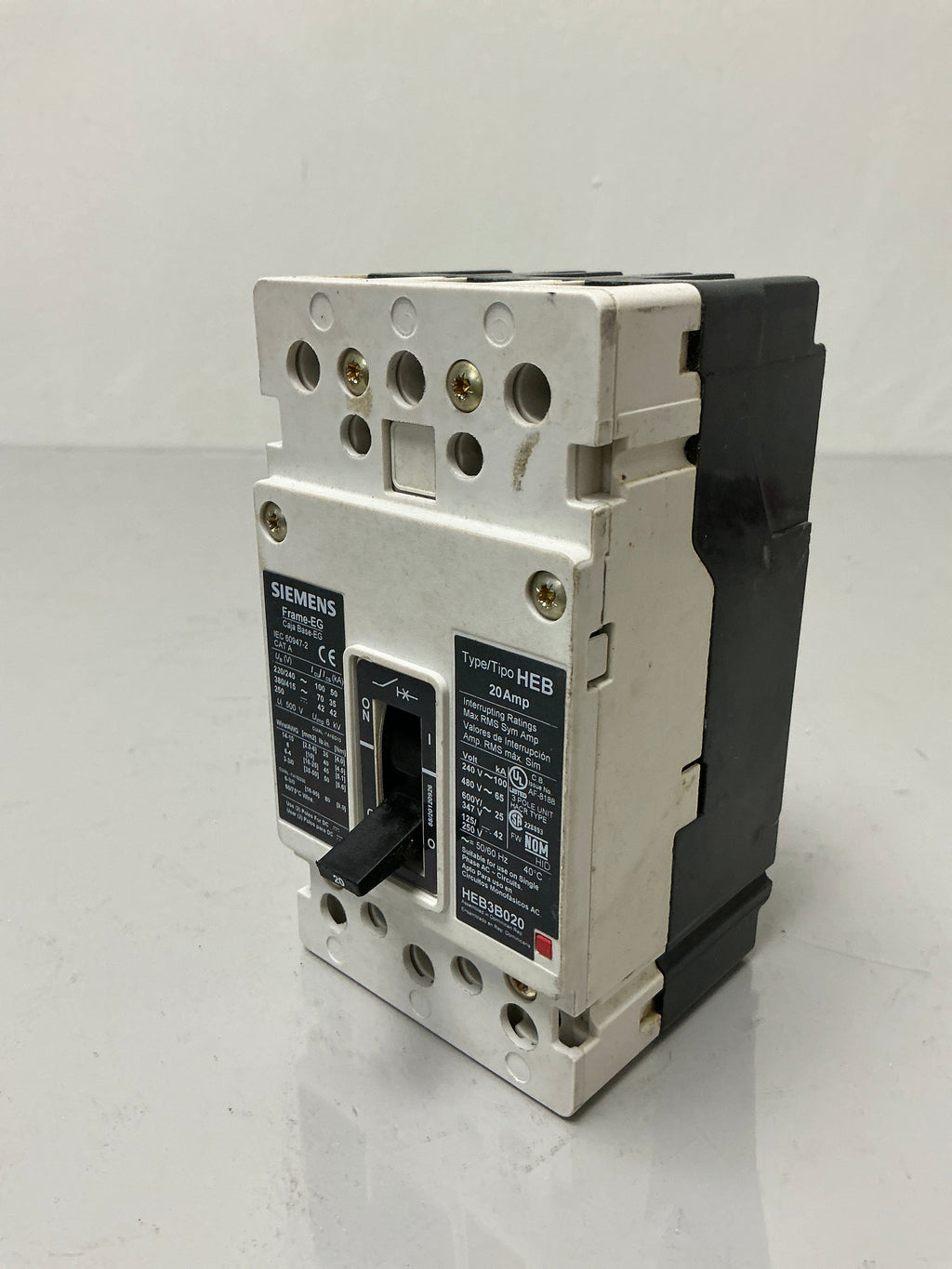 Used Siemens HEB3B020 3 Pole, 20 Amps,  240 Volts Circuit Breaker