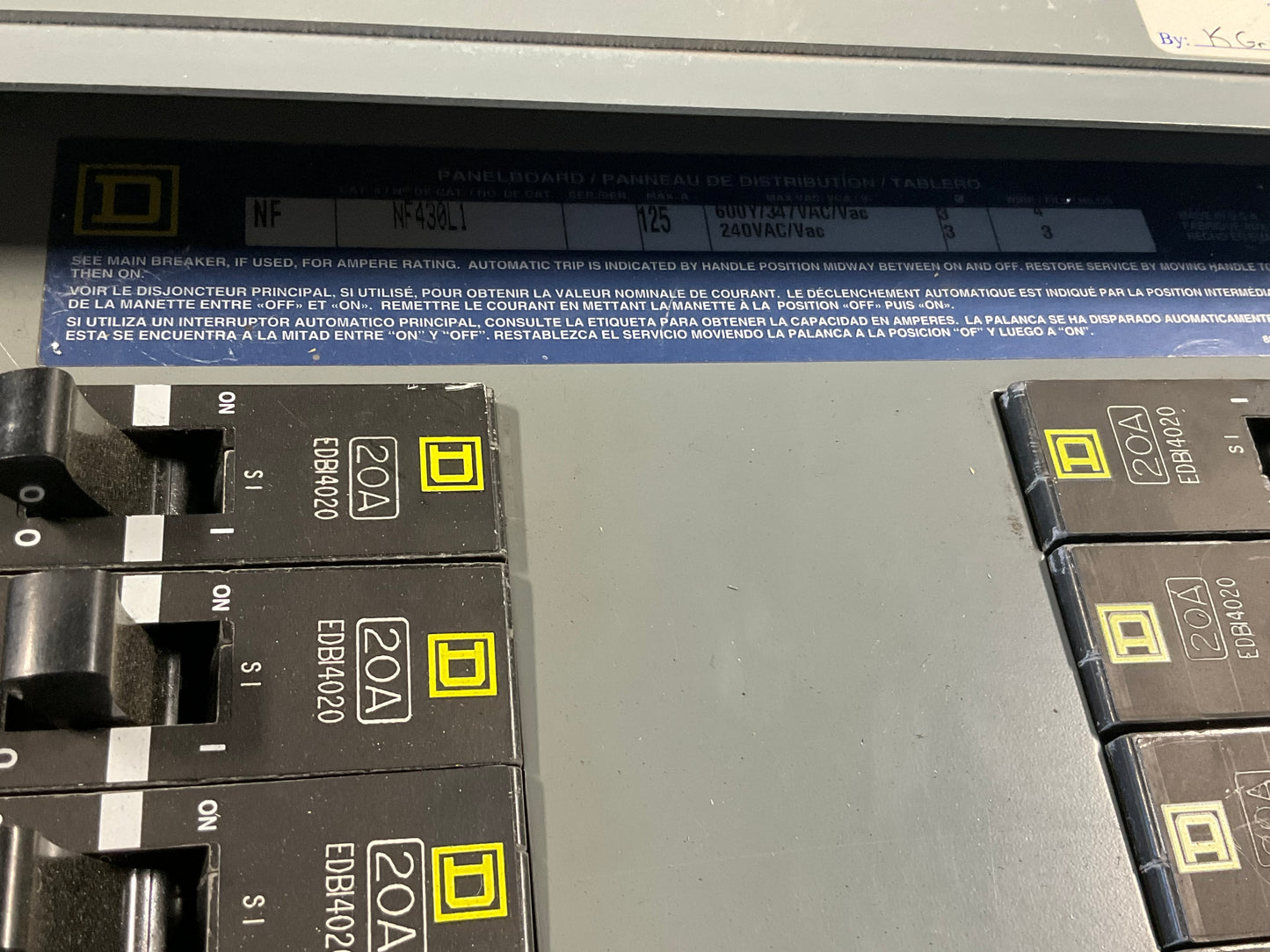 Used Square D Panelboard NF430L1 480/277 Volt 125 Amp 3 Phase 3 Wire Main Lug indoor (item#p17)