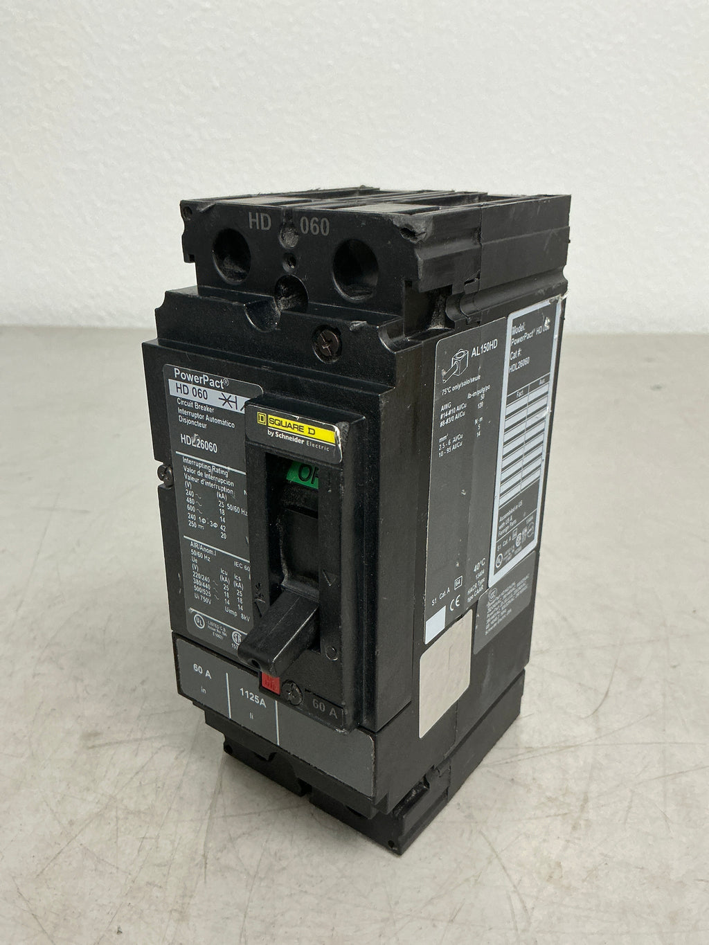 Used Square D HDL26060 2 Pole, 60 Amps, 600 Volts