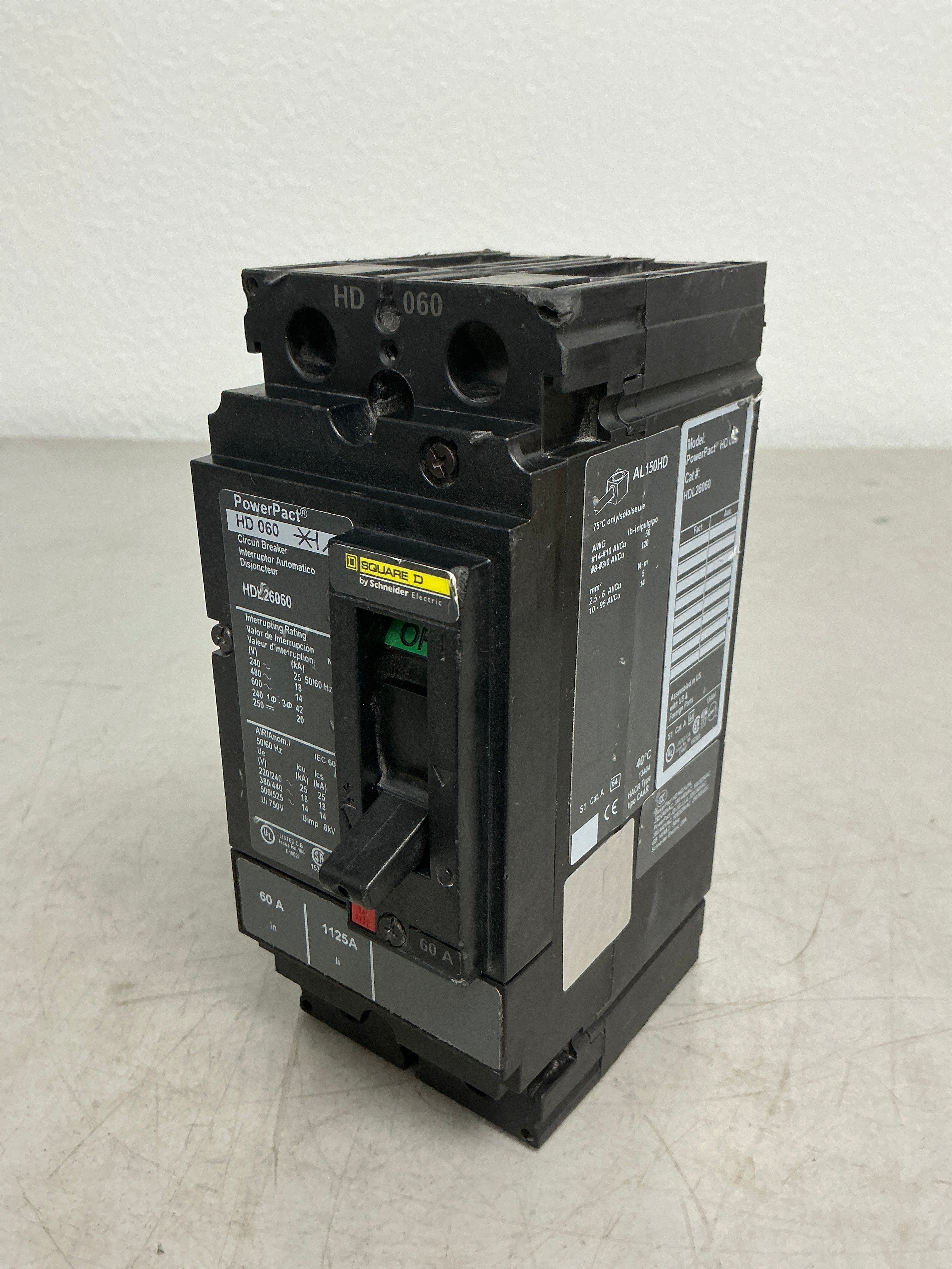 Used Square D HDL26060 2 Pole, 60 Amps, 600 Volts