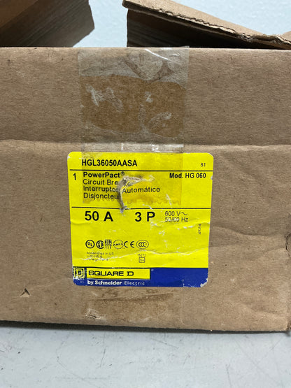 New Square D HGL36050AASA 3 Pole, 50 Amps Circuit Breaker