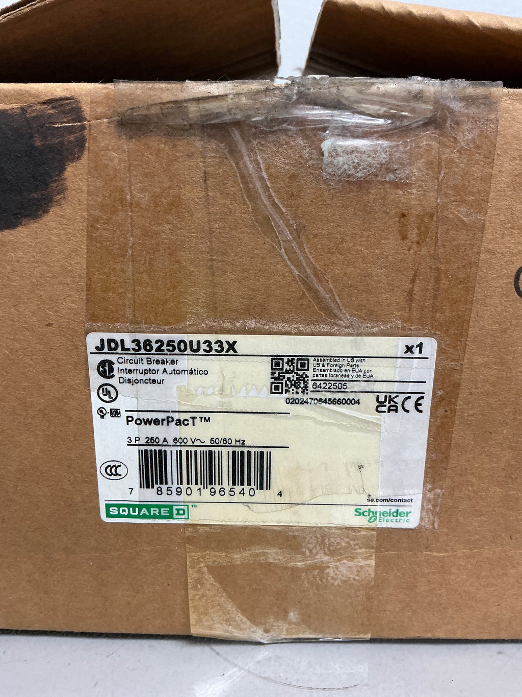 New JDL36250U33X 3 Pole, 250 Amps, 600 Volts