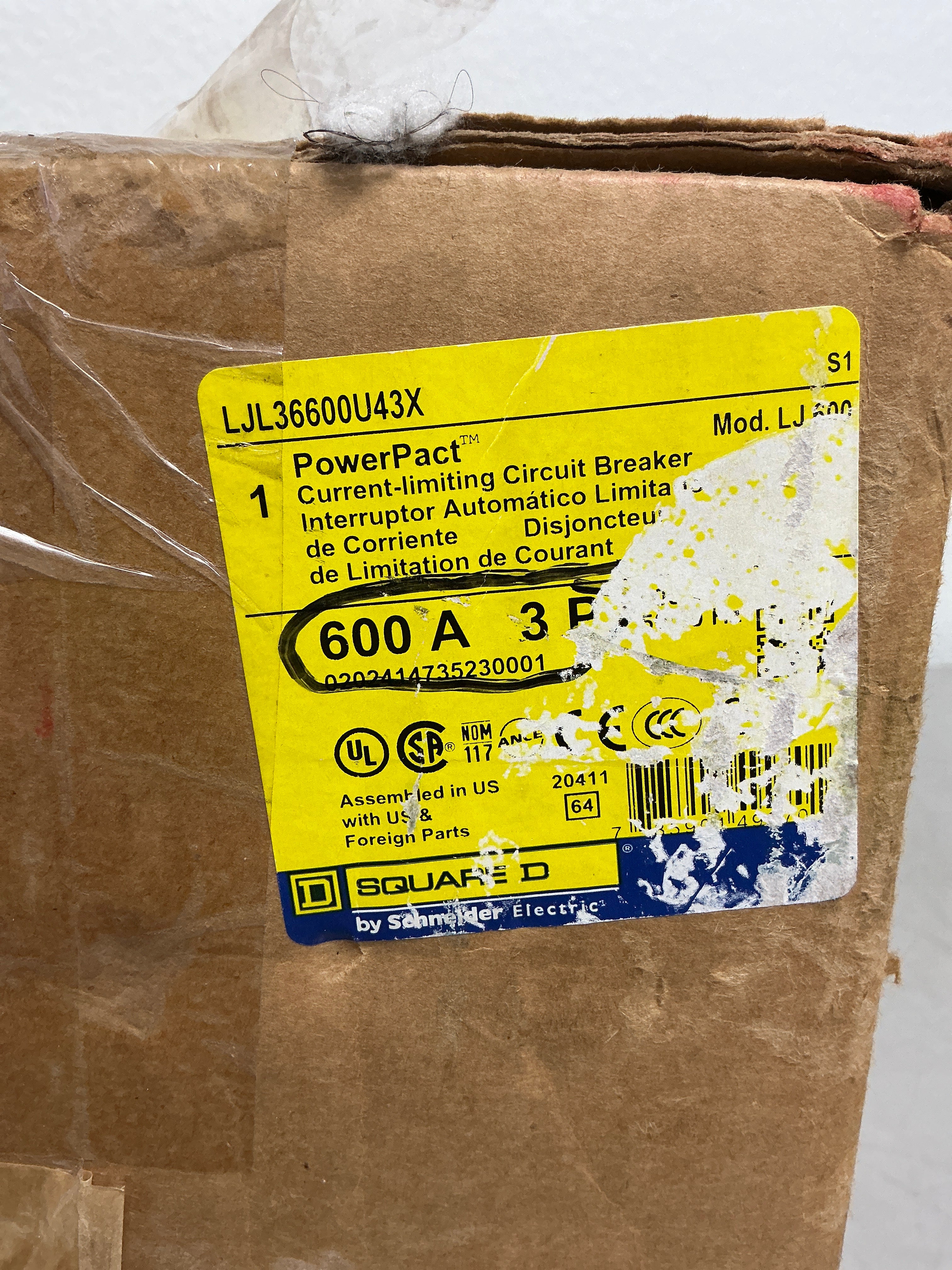 New Square D LJL36600U43X 3 Pole, 600 Amps, 600 Volts