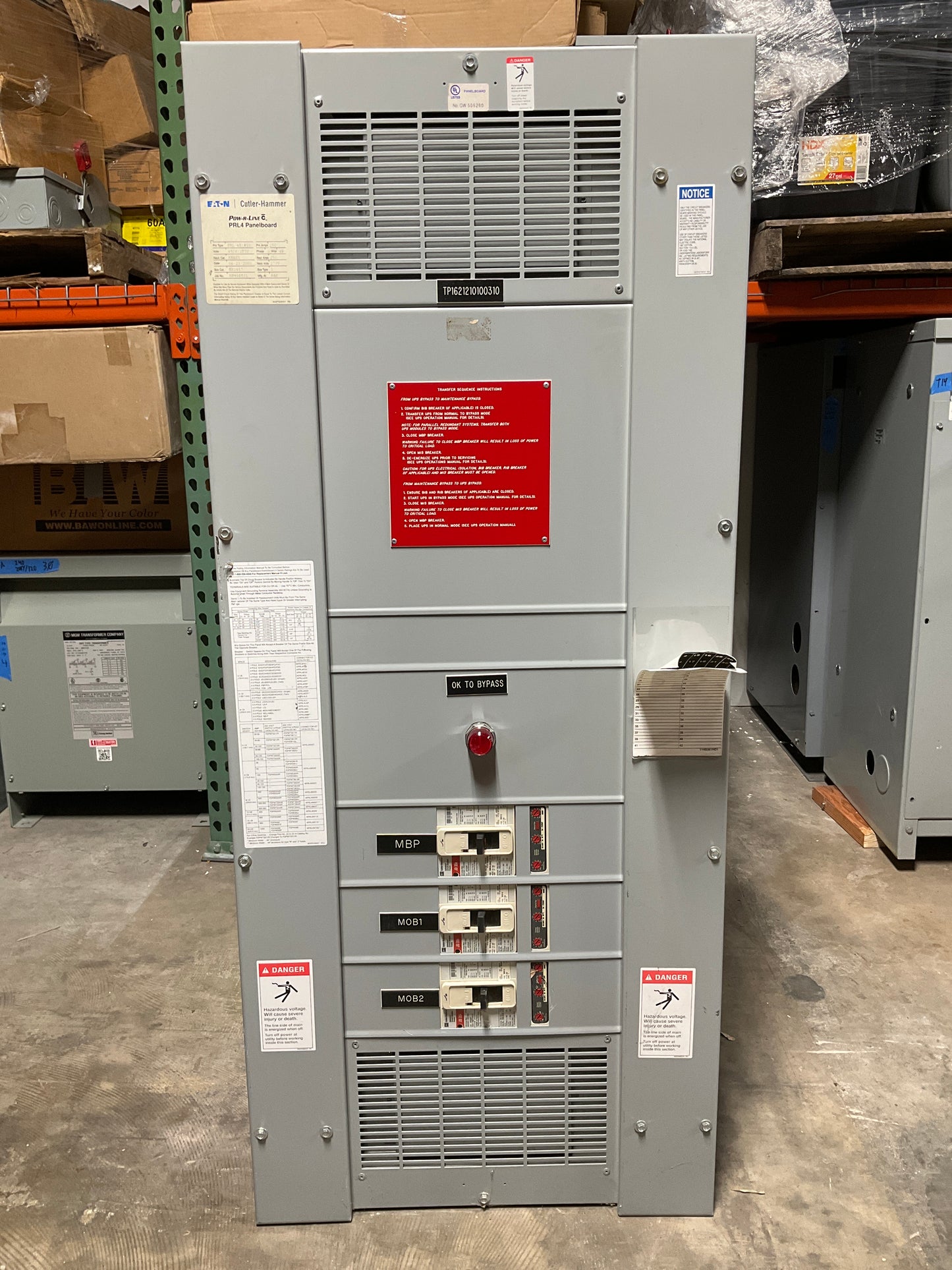 250 Main Distribution Panel PRL-4B 3 Phase 4 Wire 480/277 Volt Nema 1 Indoor