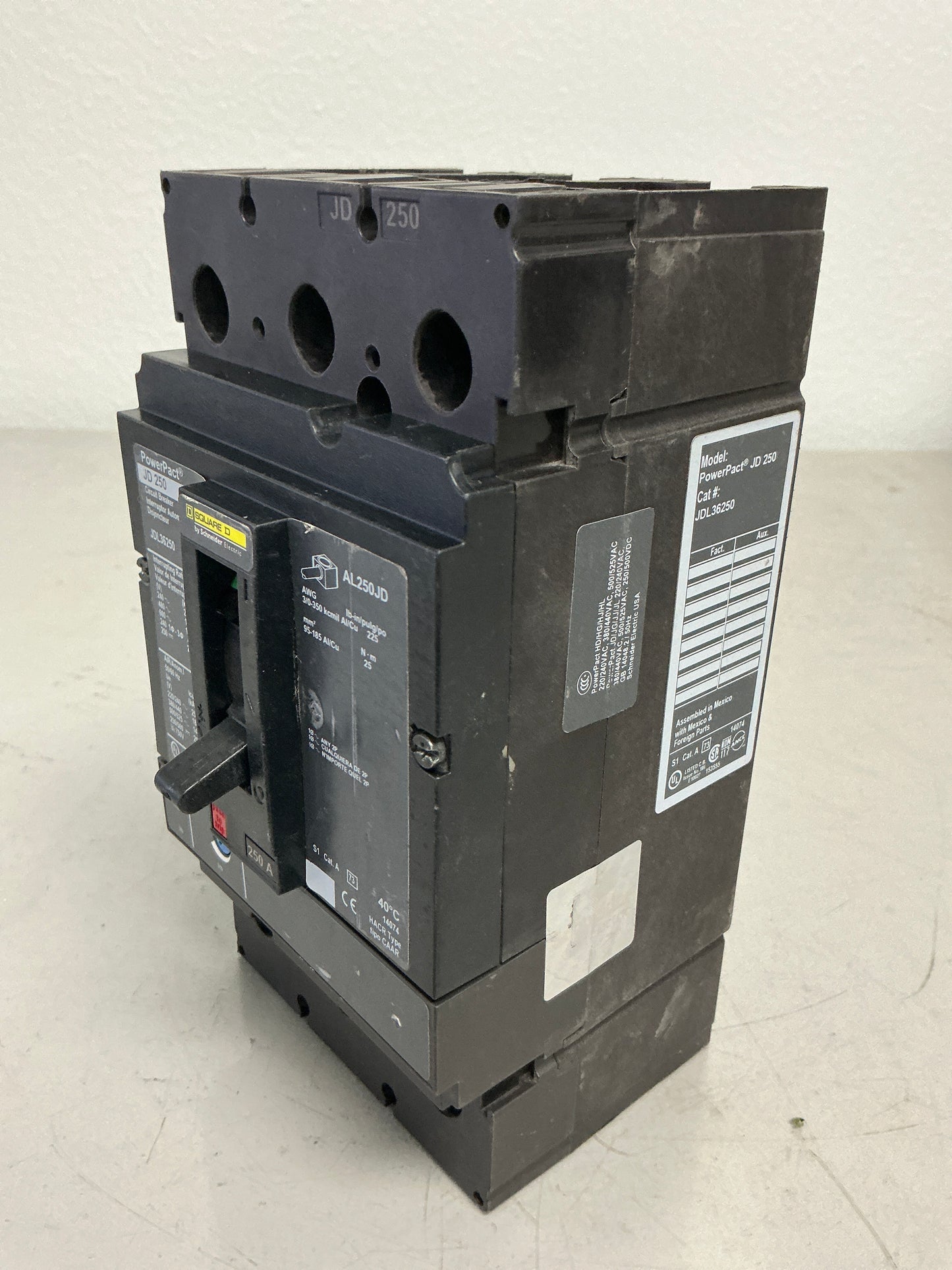Used Square D JDL36250 3 Pole, 250 Amps, 600 Volts