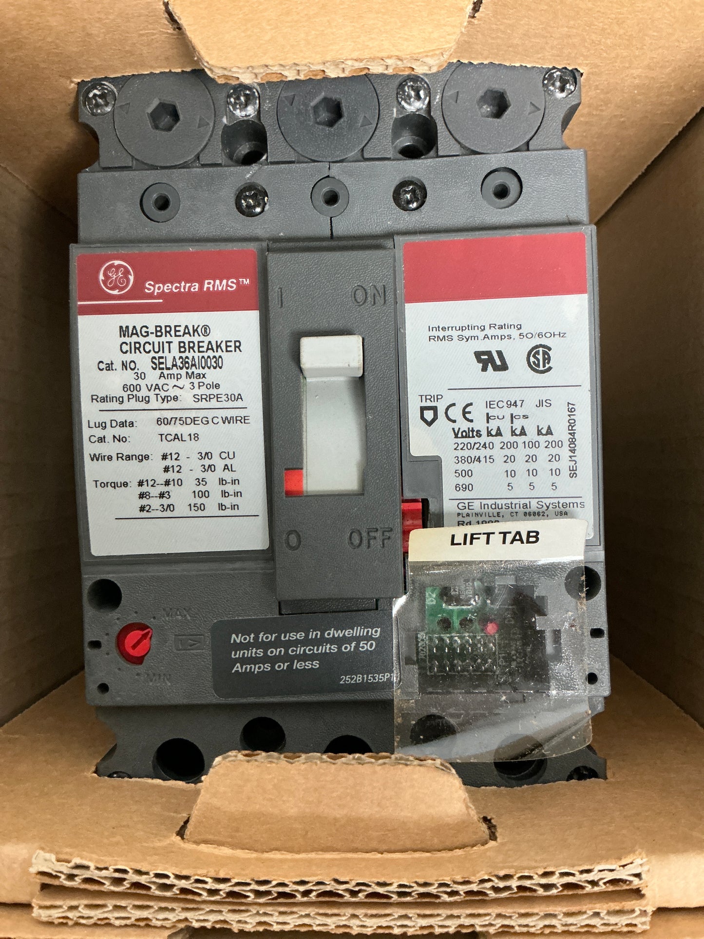 New SELA36AI0030 3 Pole, 30 Amps, 600 Volts