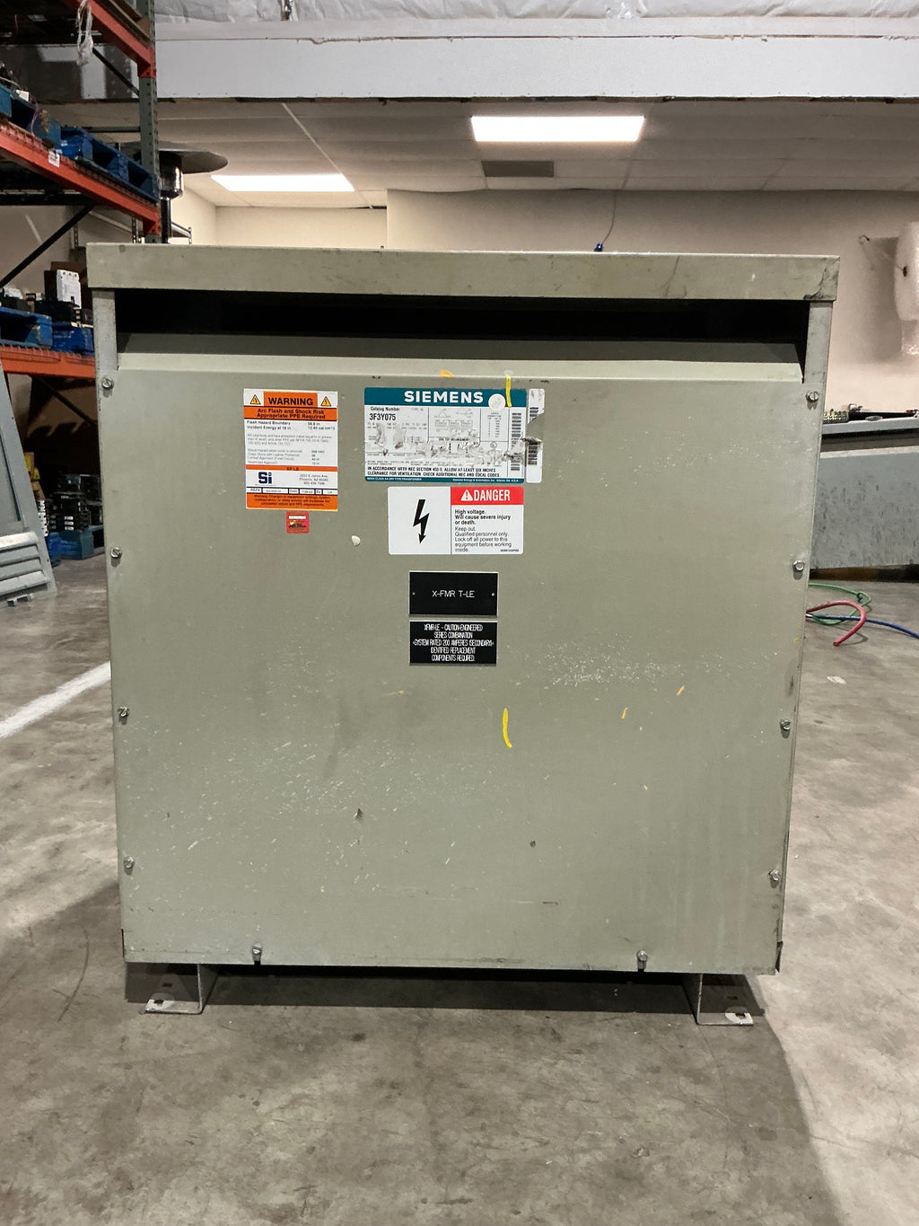 Used Siemens 3F3Y075 75KVA, 3PH, 480 Primary 208/120 Secondary Transformer