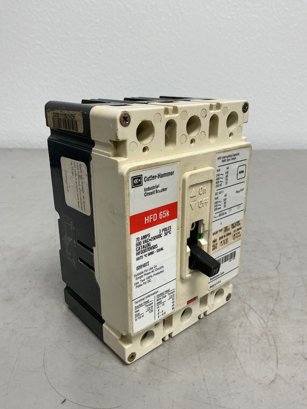 Used HFD3070VS05 3 Pole, 70 Amps, 480 Volts