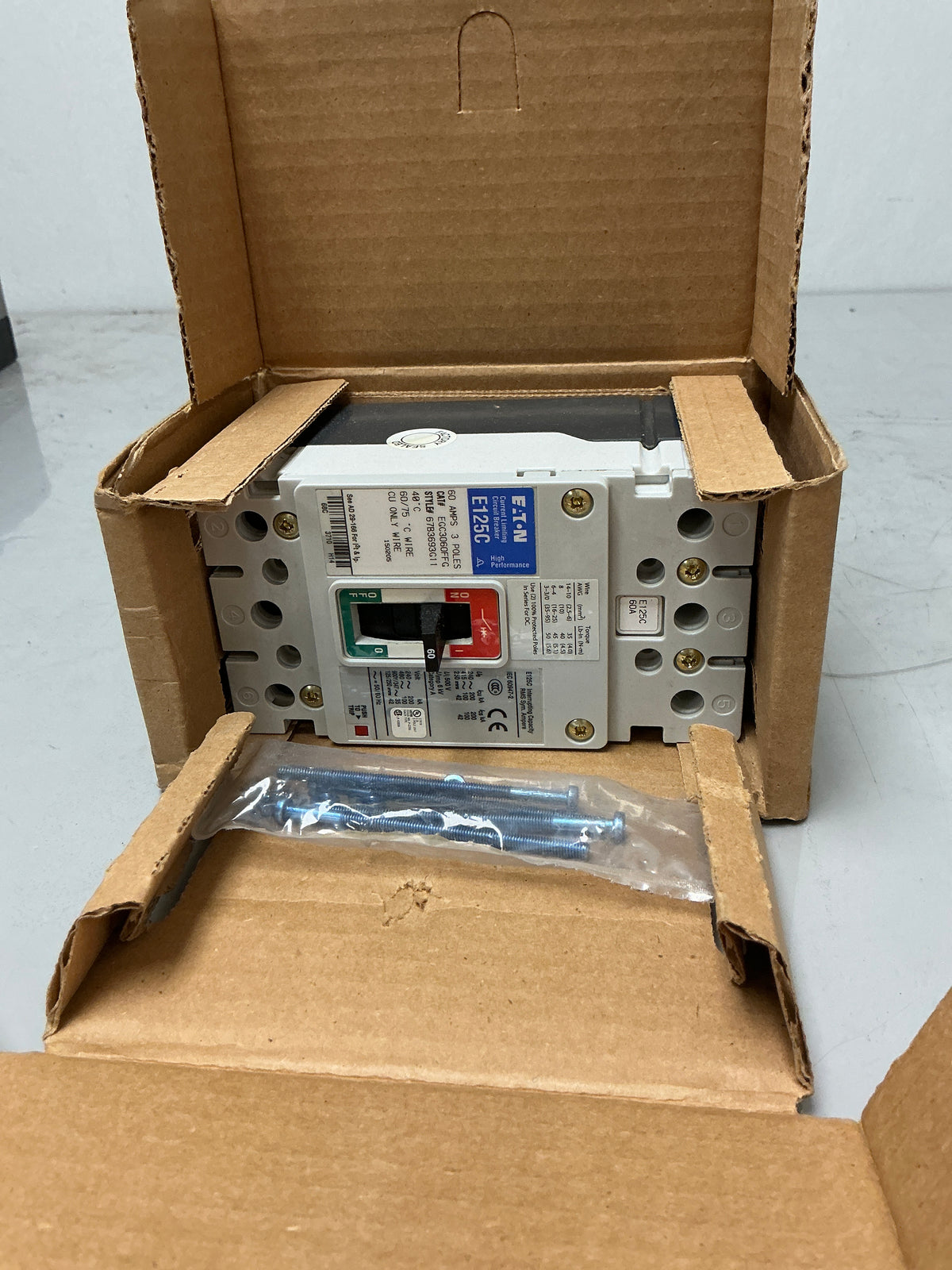 New Eaton EGC3060FFG 3 Pole, 60 Amps, 480 Volt, Circuit Breaker