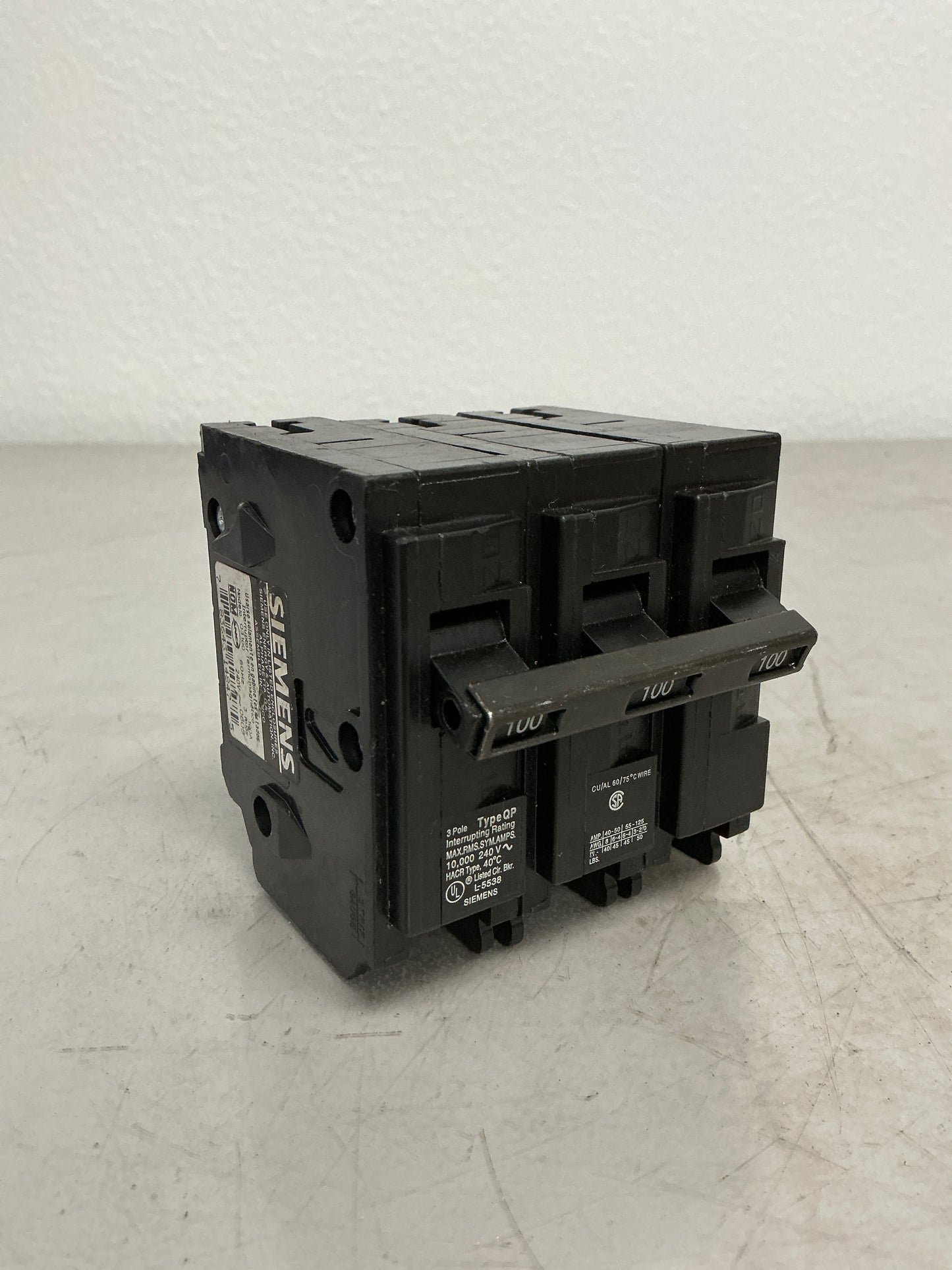 Used Siemens Q3100 3 Pole, 100 Amps, 240 Volts