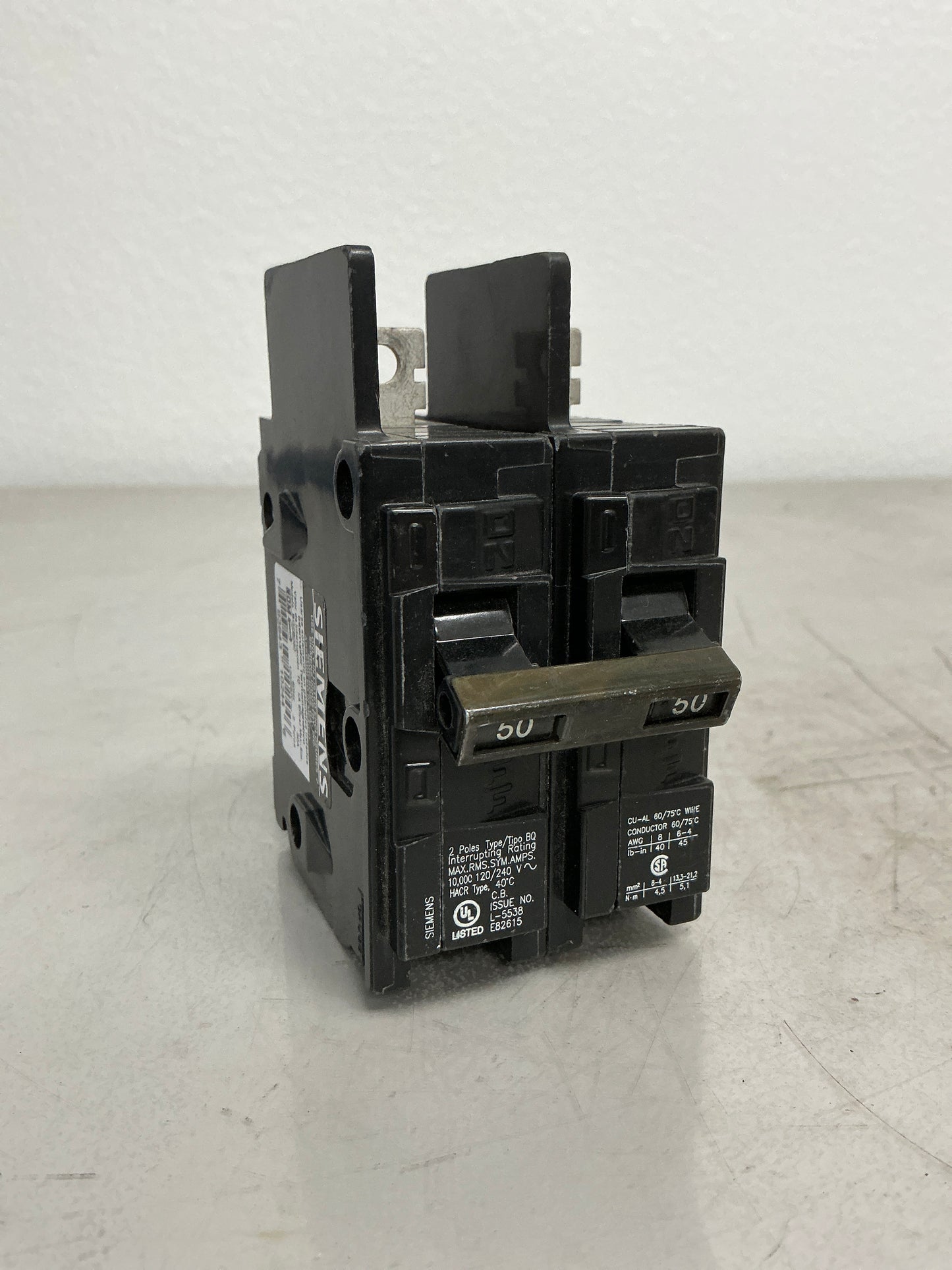 Used Siemens BQ2B050 2 Pole, 50 Amps, 240 Volts