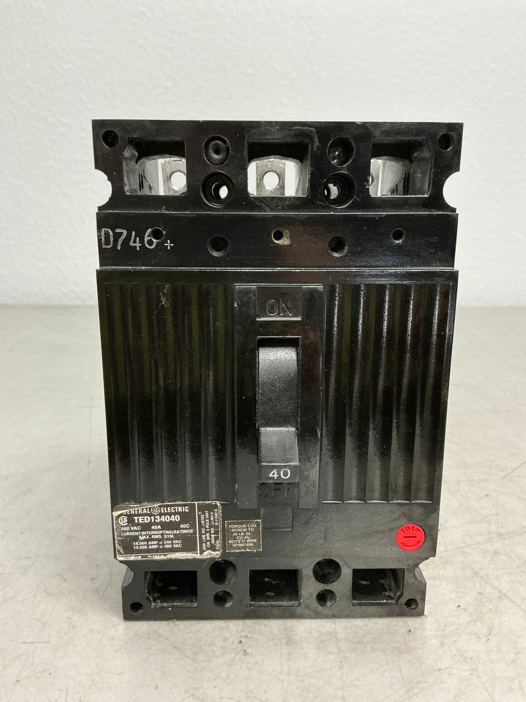 Used TED134040 3 Pole, 40 Amps, 480 Volts Circuit Breaker