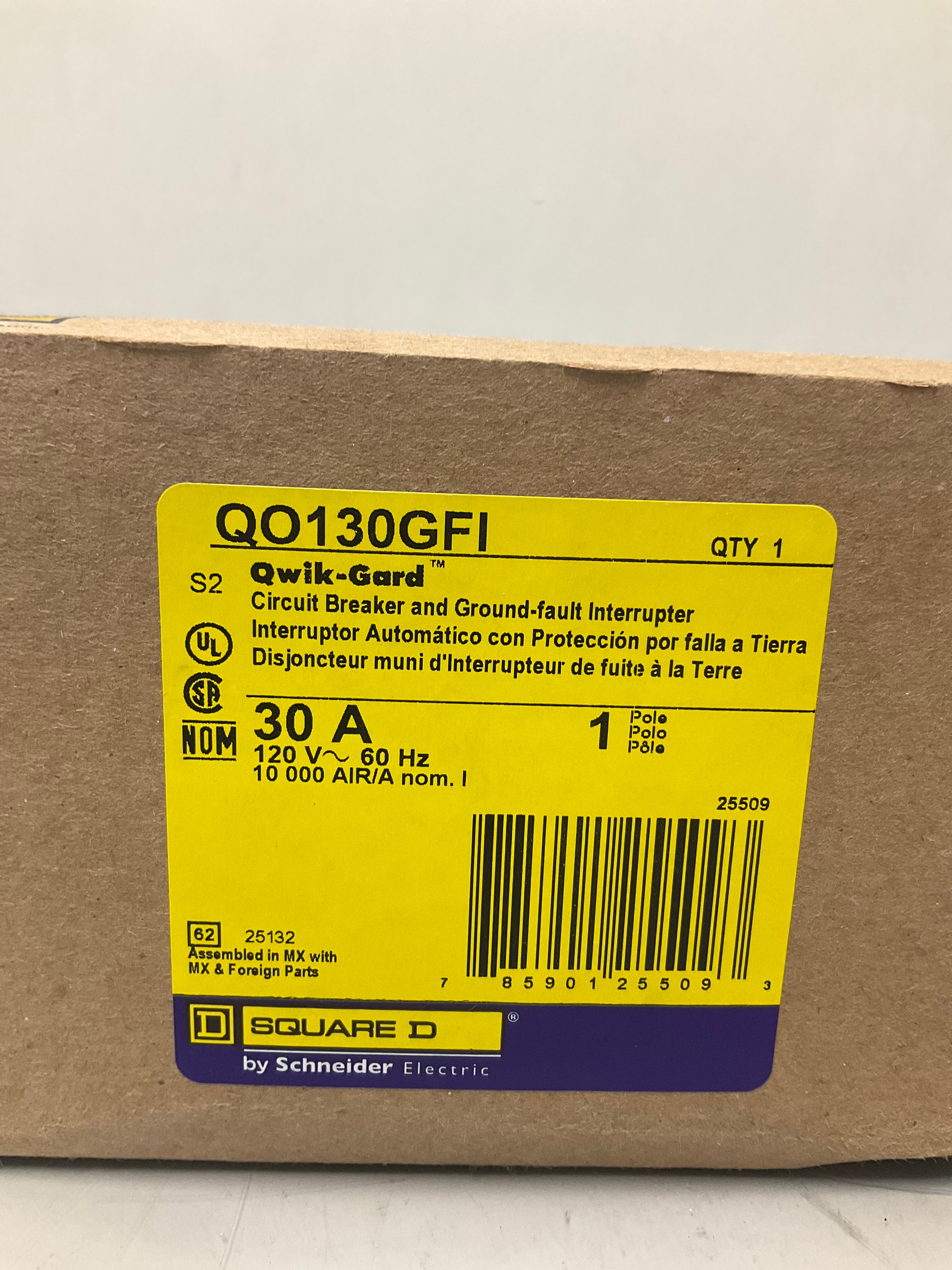 New Square D QO130GFI 1 Pole, 30 Amps, 120 Volts Circuit Breaker