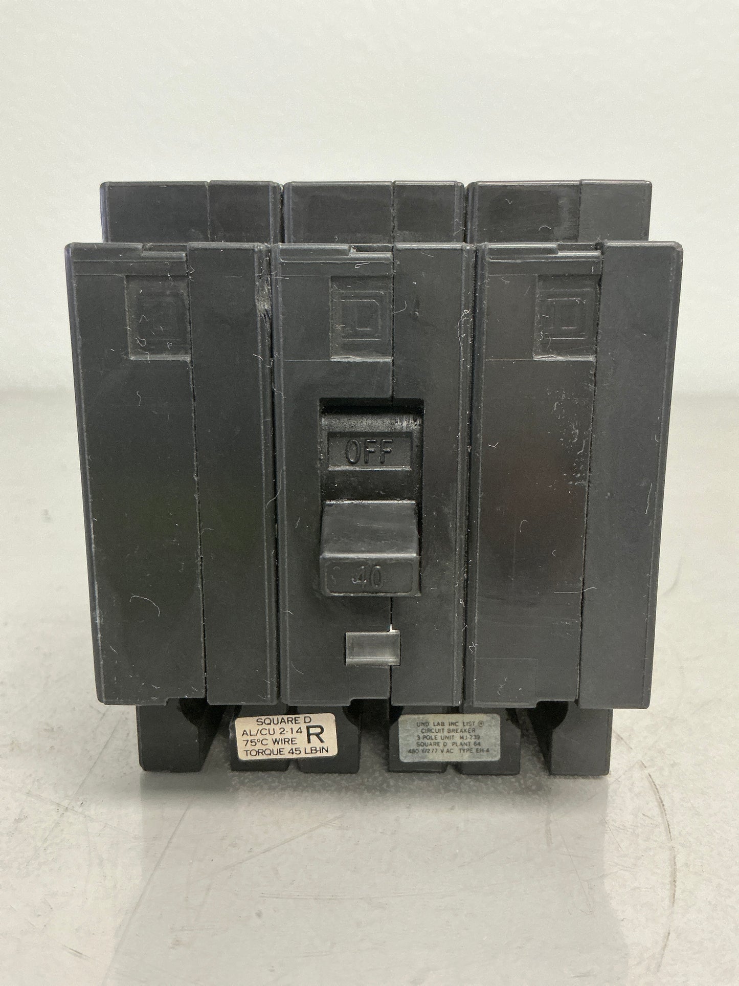 Used Square D EH34040 3 Pole, 40 Amps, 480 Volts