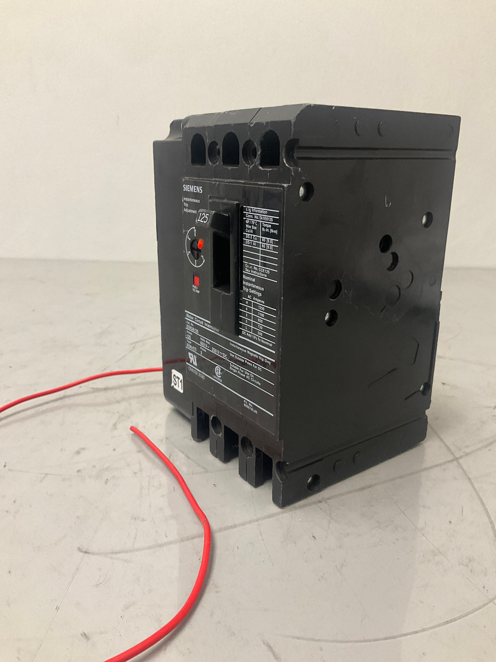 Used Siemens ED63A125 3 Pole, 125 Amps, 480 Volts Circuit Breaker
