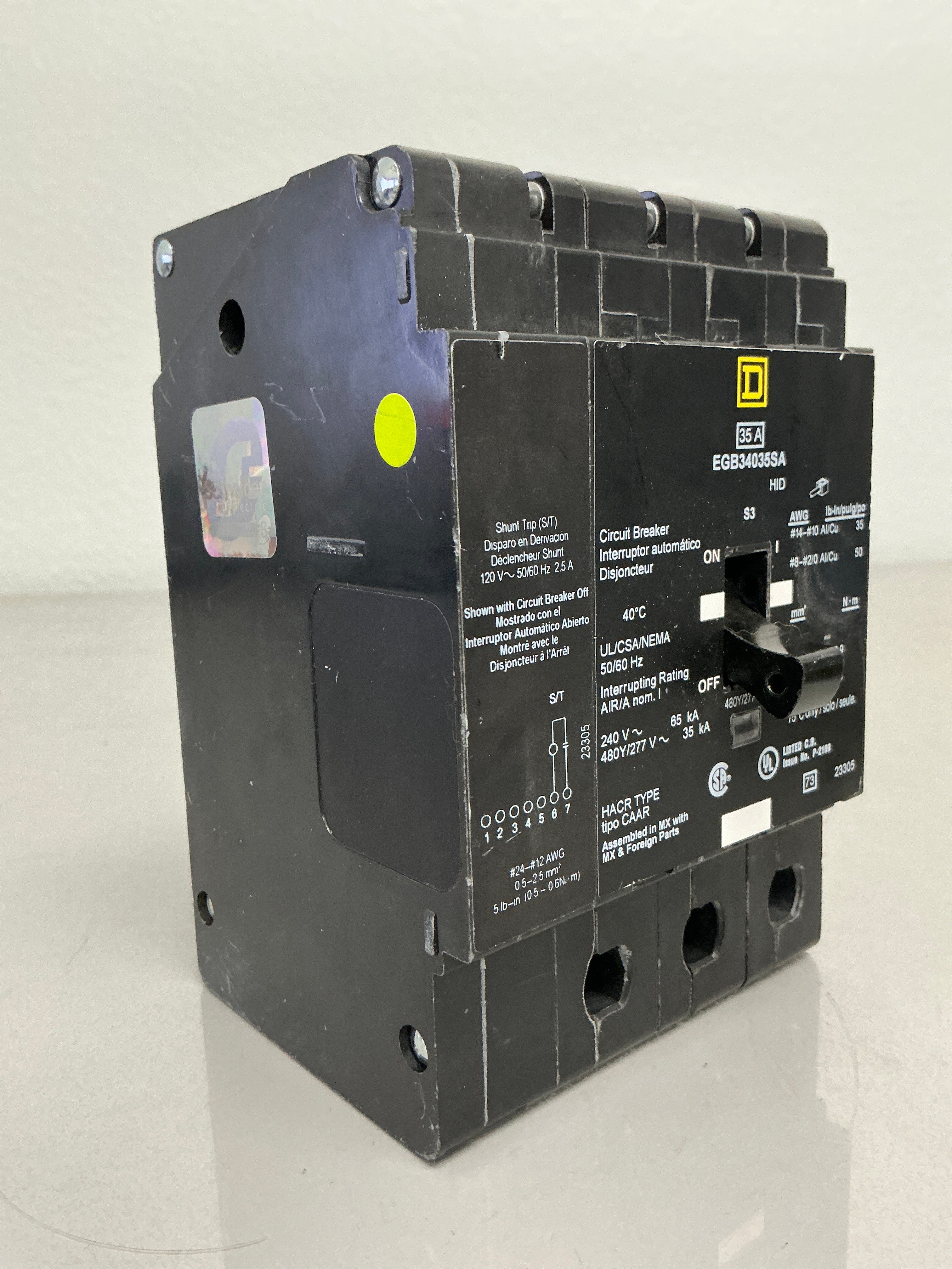 Used EGB34035SA 35 Amps, 480 Volts, 3 Poles