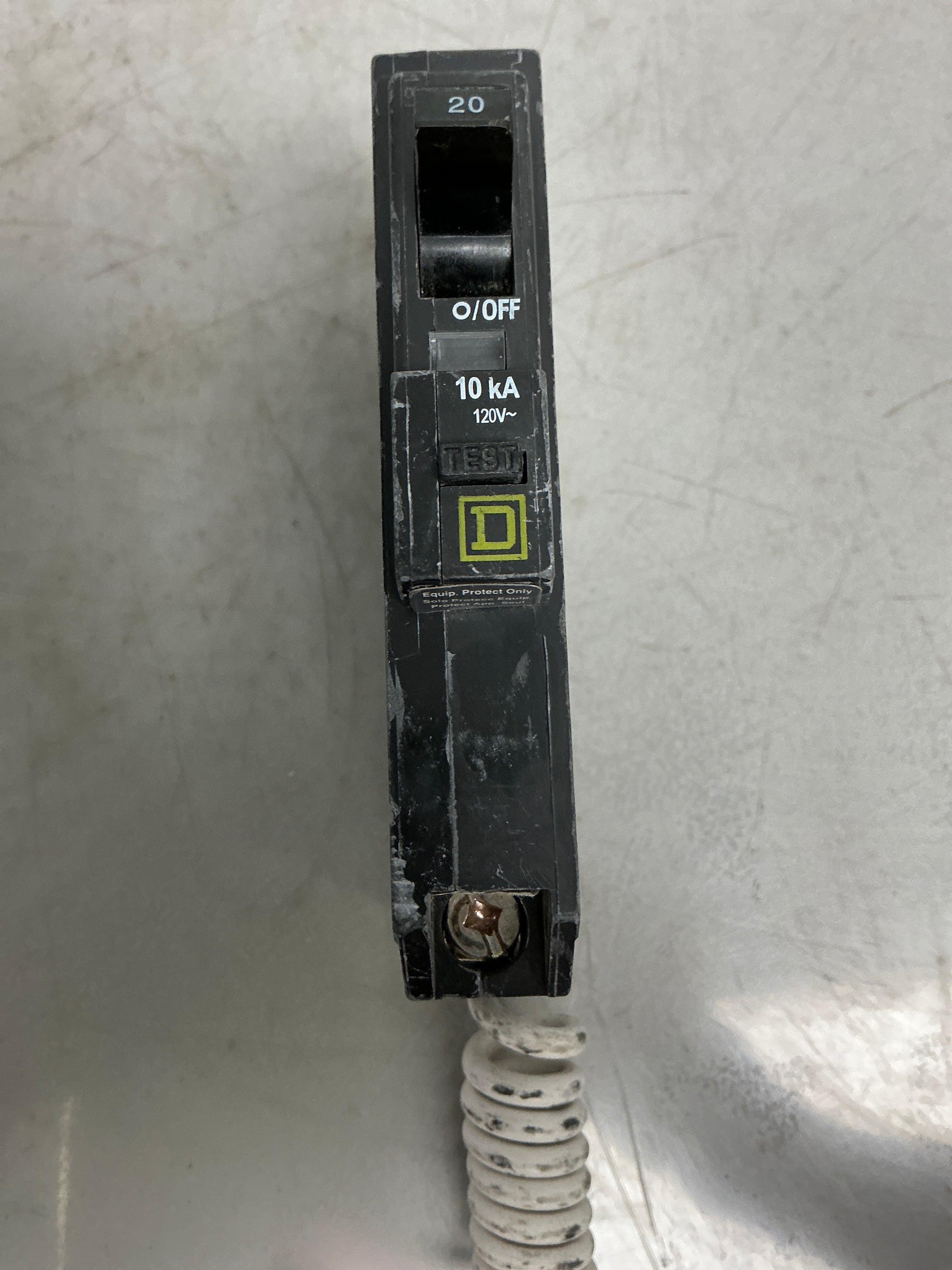 Used Square D QOB120EPD 1 Pole, 20 Amps, 120 Volts Circuit Breaker