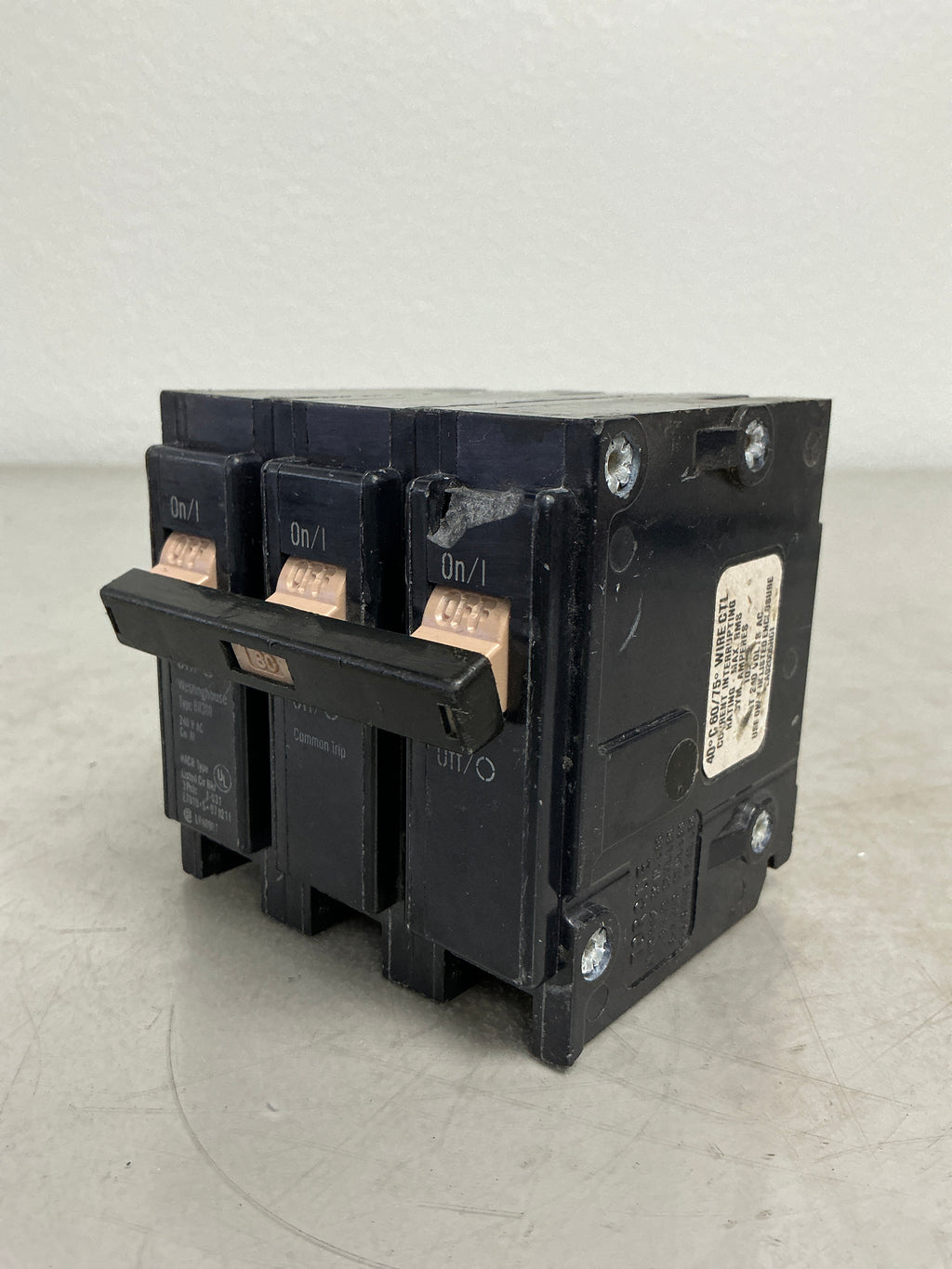 *CHIPPED* Used BR380 3 Pole, 80 Amps, 240 Volts