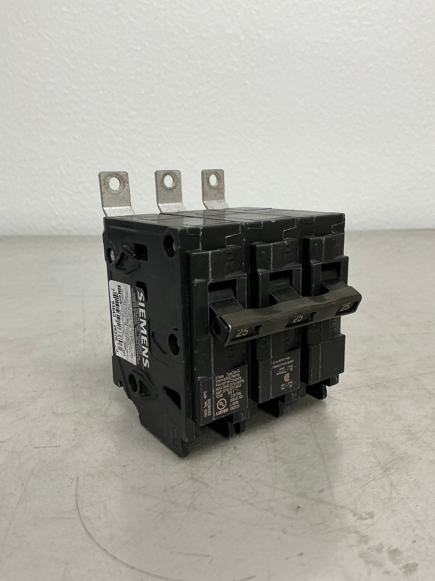 New Siemens B325 3 Pole, 25 Amps, 240 Volts