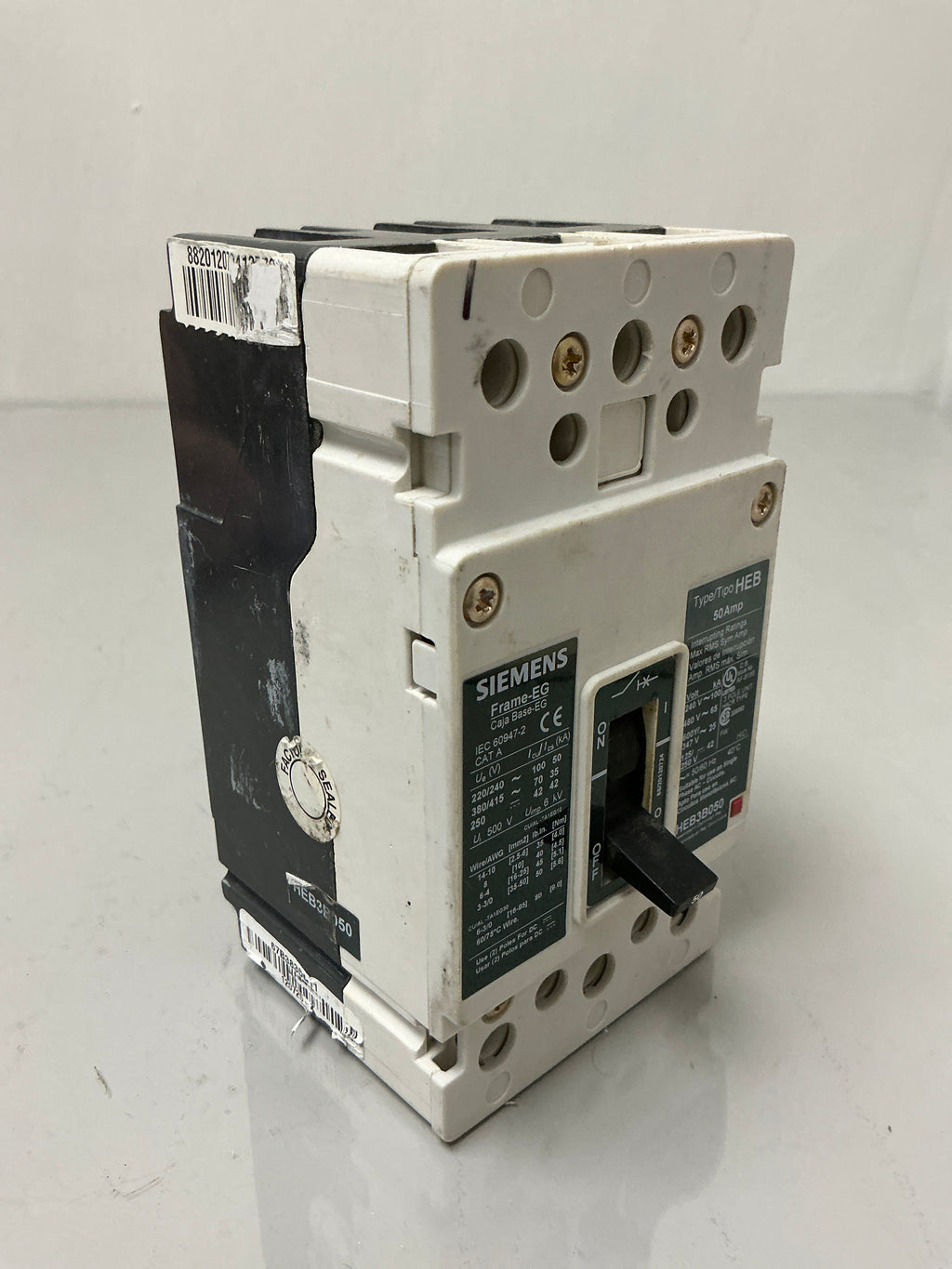 Used Siemens HEB3B050 3 Pole, 50 Amps,  240 Volts Circuit Breaker