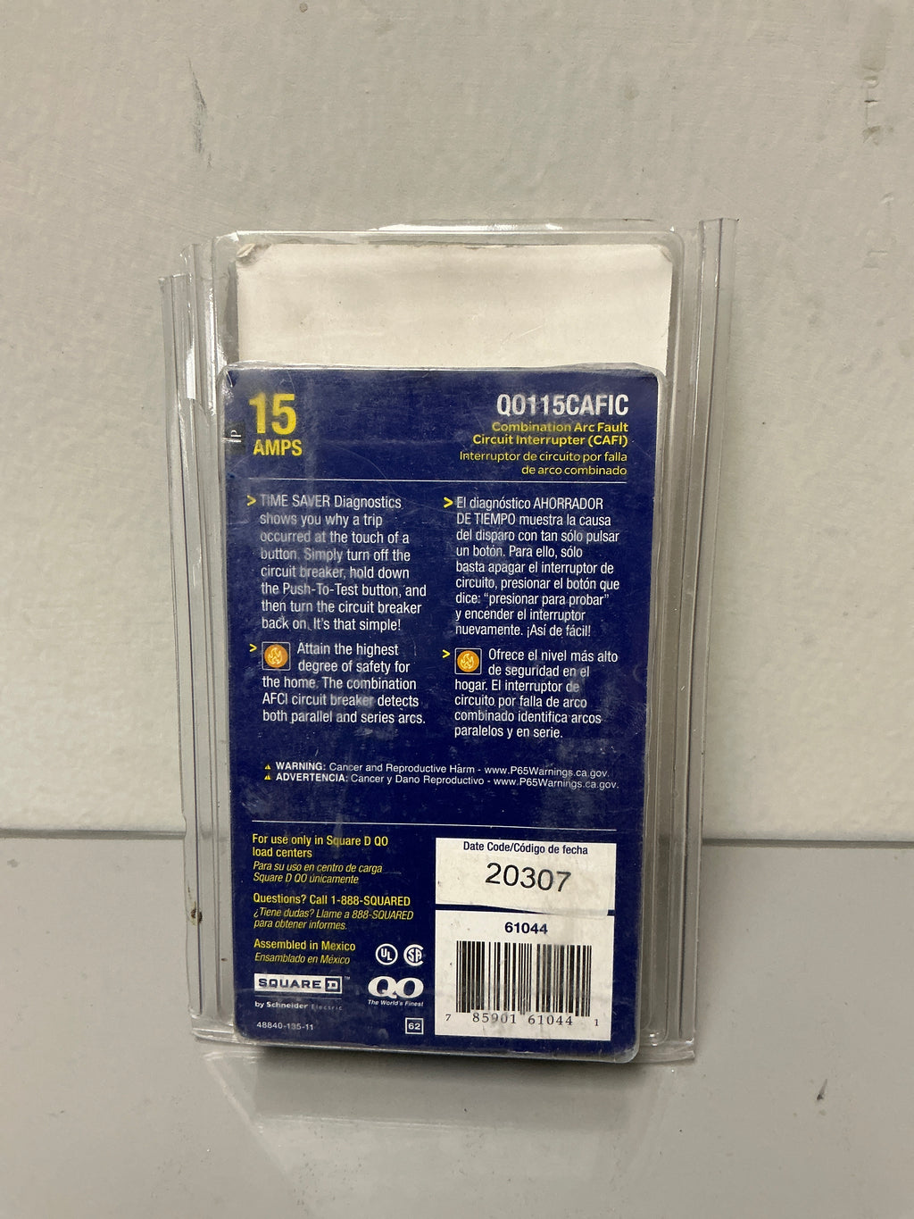 New Square D QO115CAFI 1Pole, 15Amps, 120 Volts Circuit Breaker