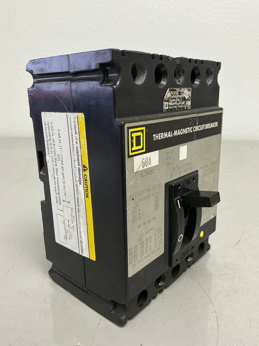 *CHIPPED* Used Square D FAL34060 3 Pole, 60 Amps, 480 Volts