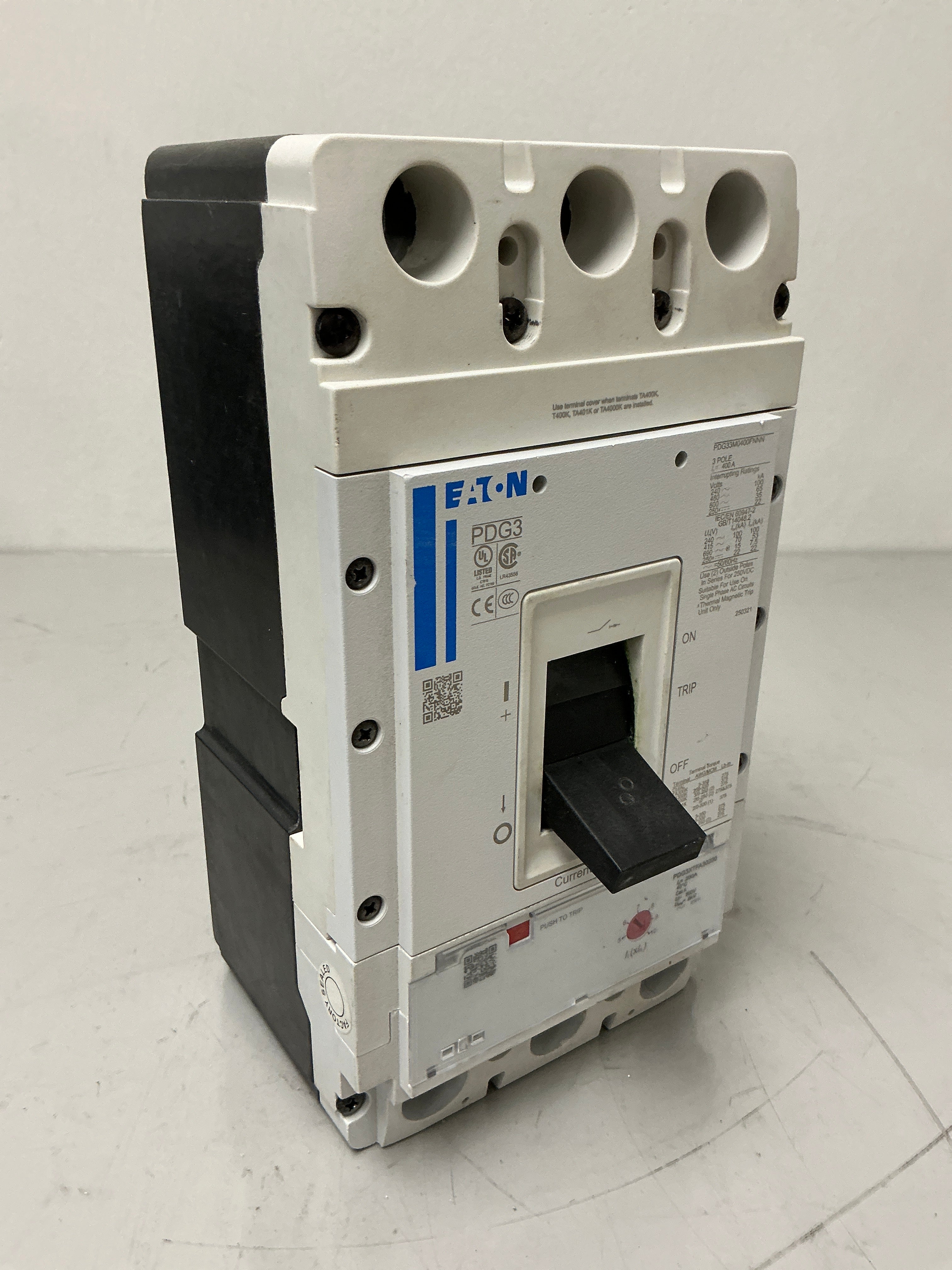 Used Eaton PDG33M0400FNNN 3 Pole, 400 Amps, 600 Volts Circuit Breaker