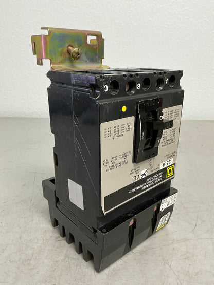 Used Square D FA36025 3 Pole, 25 Amps, 600 Volts