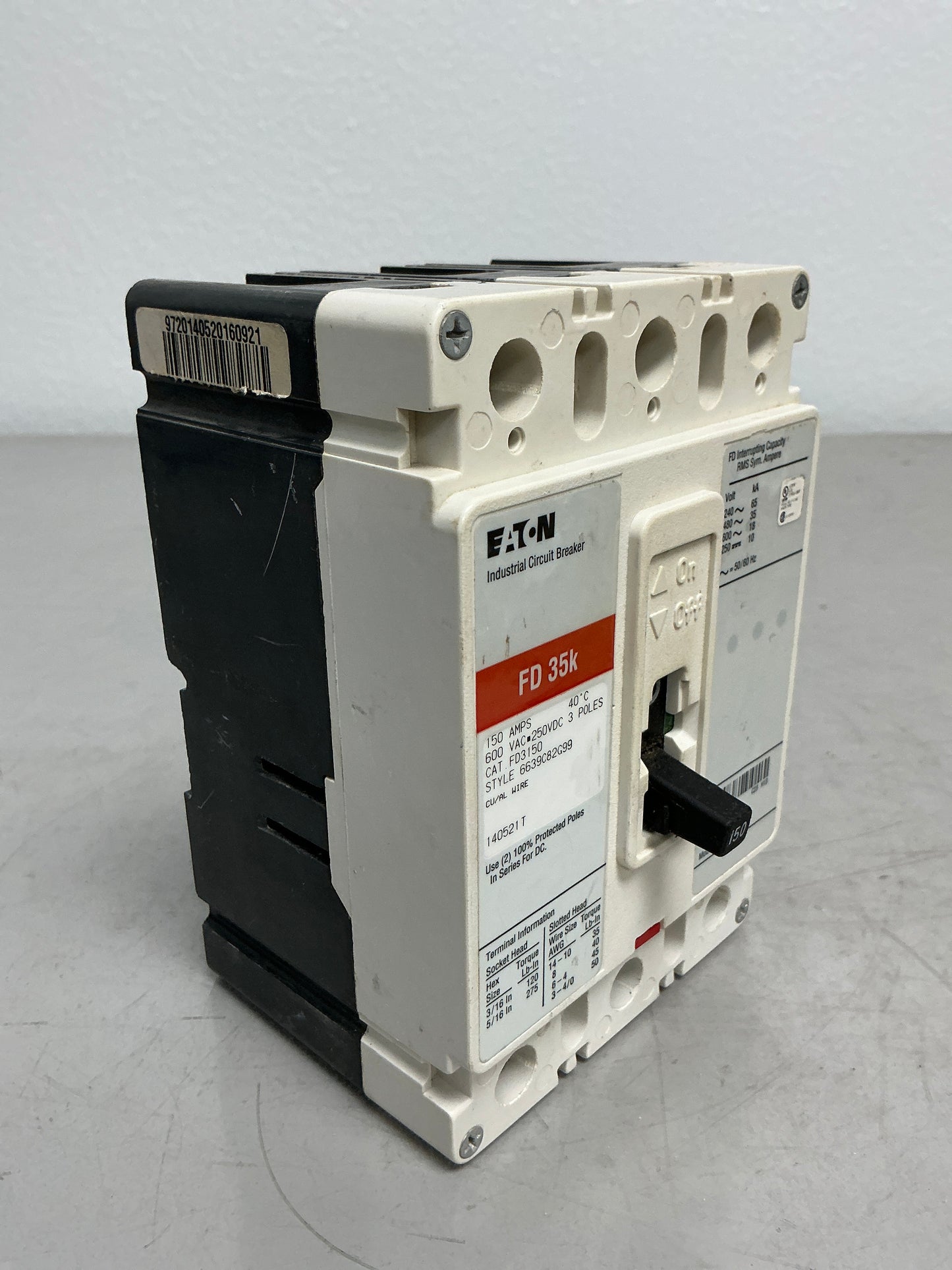 Used Eaton FD3150 3 Pole, 150 Amps, 600 Volts