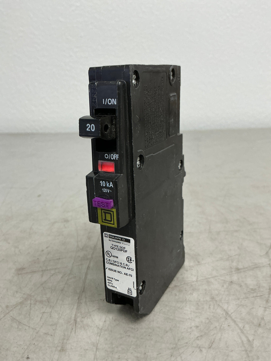 Used Square D QO120PDF 1 Pole, 20 Amps, 120 Volts Circuit Breaker
