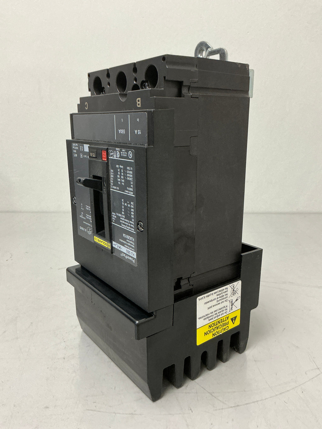 Used Square D HJA26015 2 Pole, 15 Amp, 600 Volt Circuit Breaker