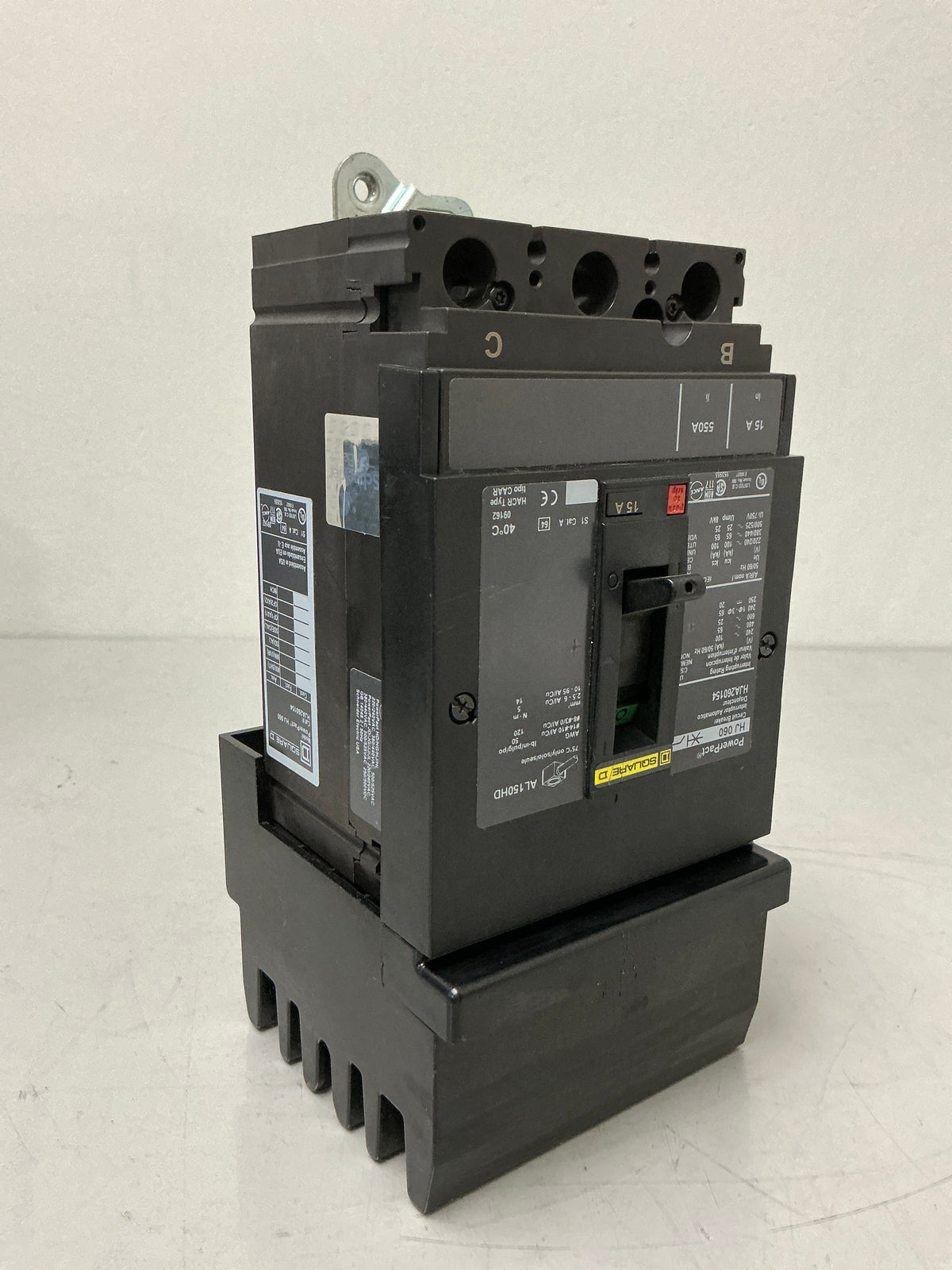 Used Square D HJA26015 2 Pole, 15 Amp, 600 Volt Circuit Breaker