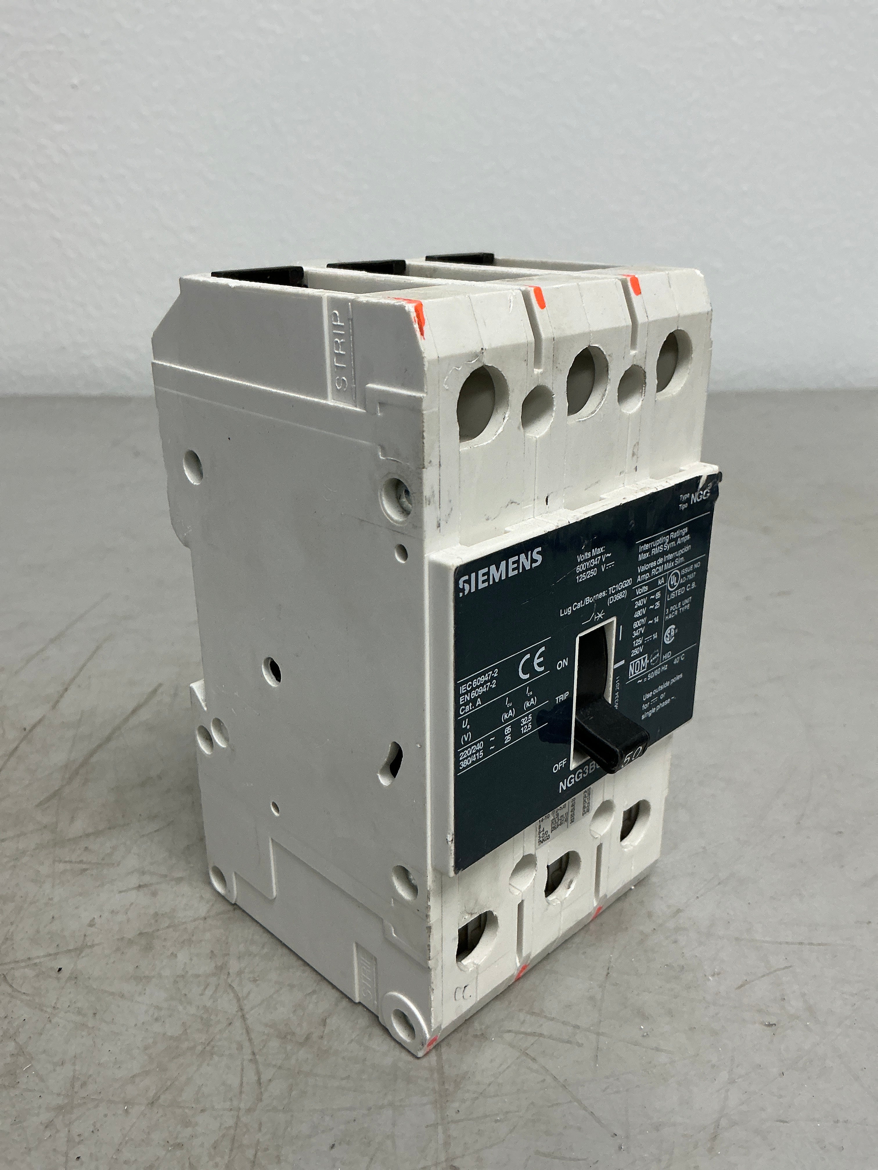 Used Siemens NGG3B50 3 Pole, 50 Amps, Circuit Breaker