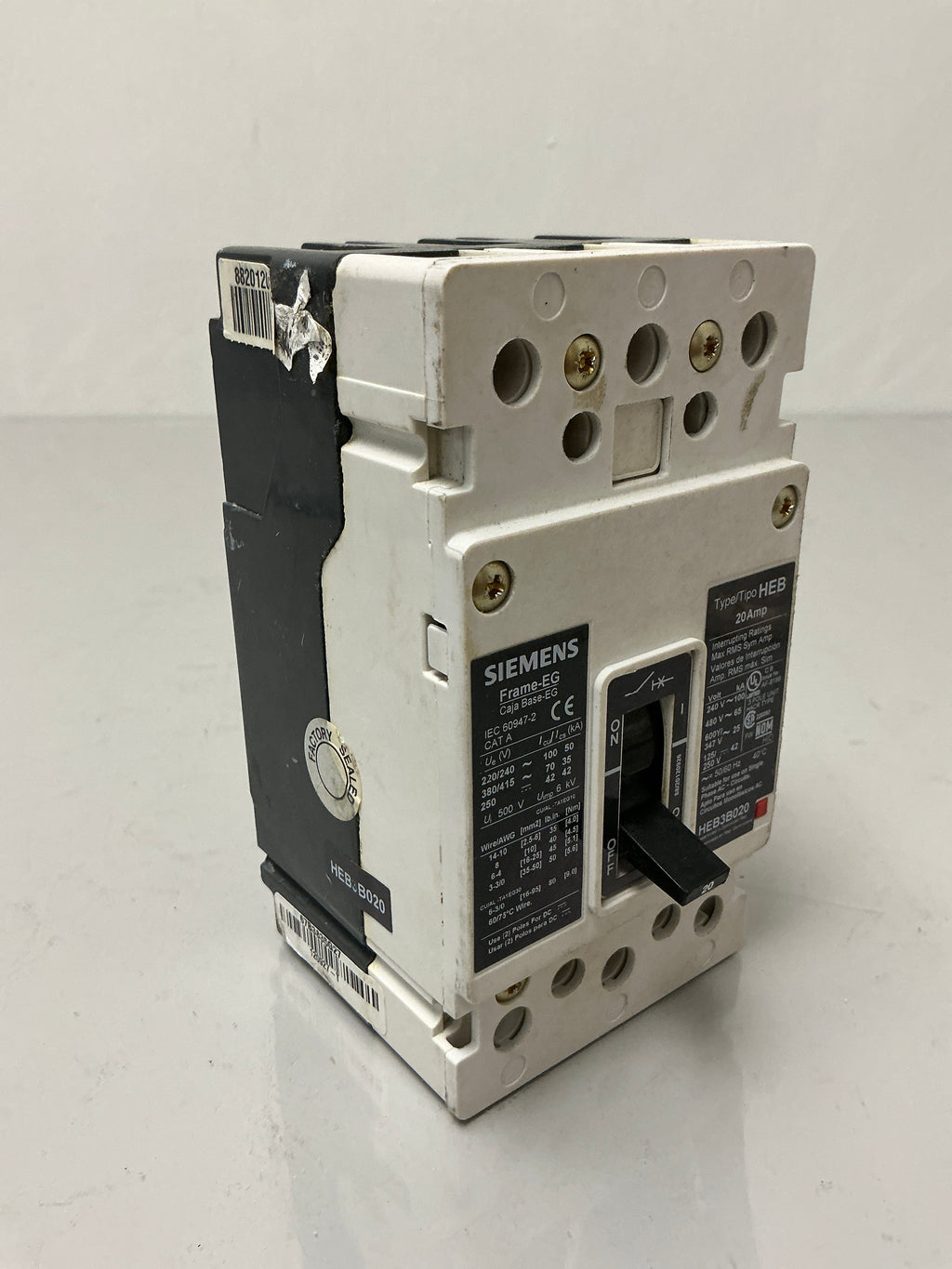 Used Siemens HEB3B020 3 Pole, 20 Amps,  240 Volts Circuit Breaker