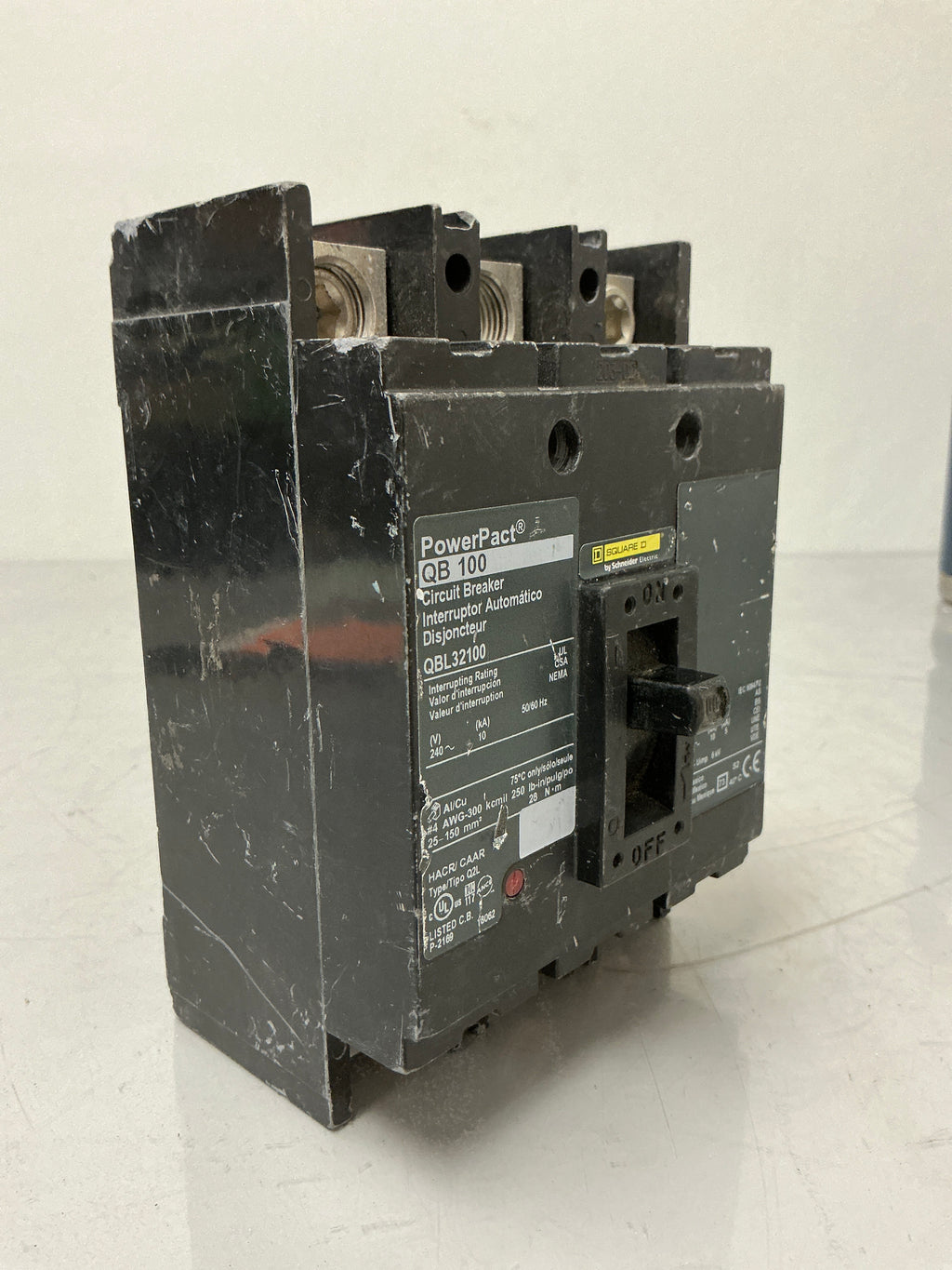 Used Square D QBL32100 3 Poles, 100 Amps, 240 Volts Circuit Breaker