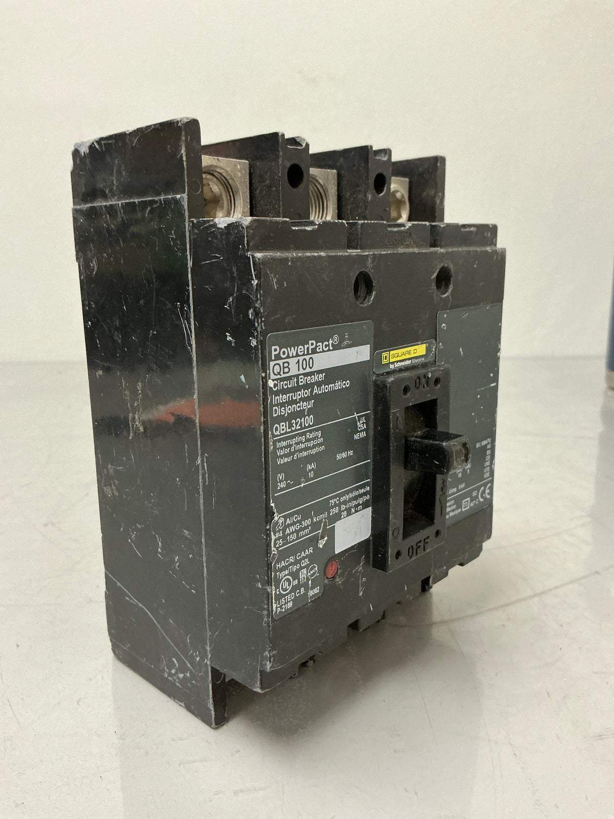 Used Square D QBL32100 3 Poles, 100 Amps, 240 Volts Circuit Breaker