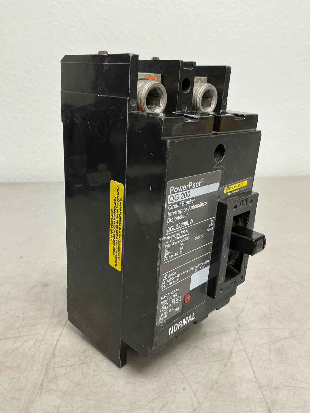 Used Square D QGL2220LW 2 Pole, 200 Amps, 240 Volts Circuit Breaker