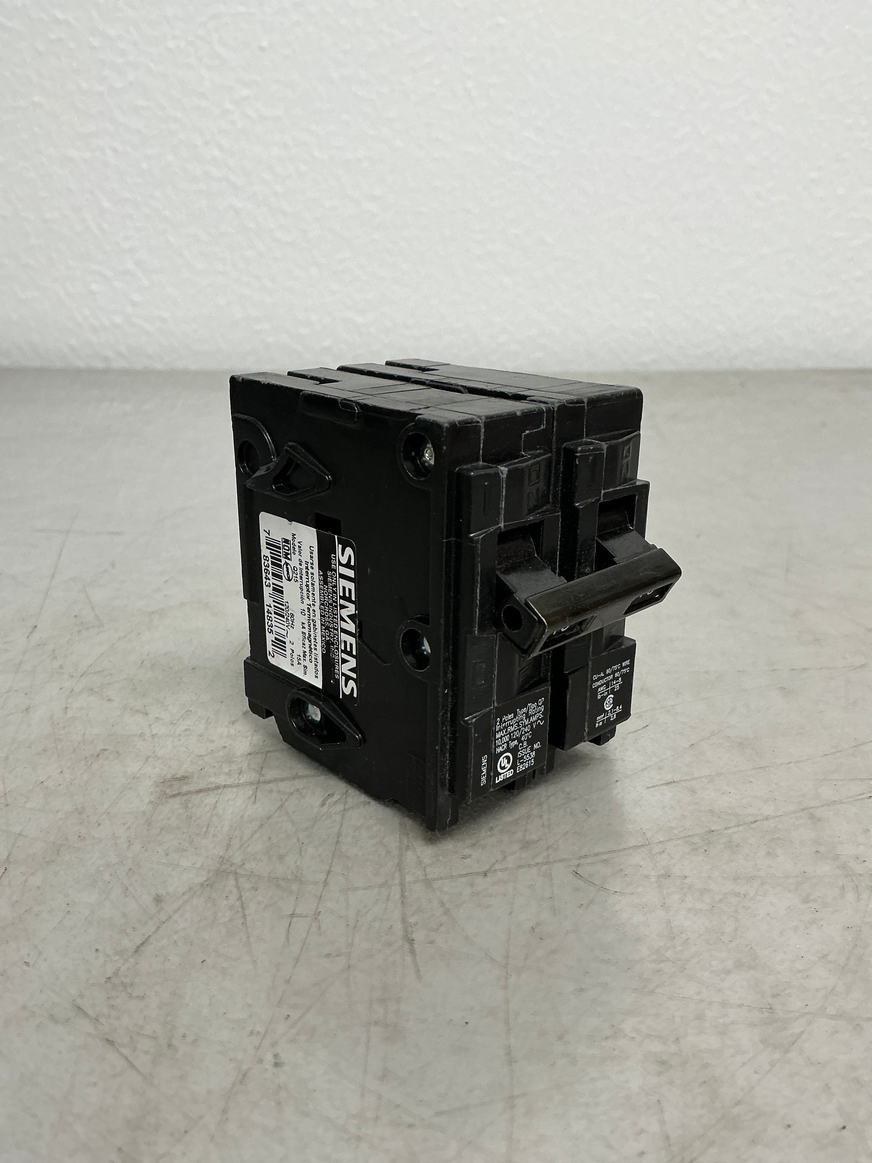Used Siemens Q215 2 Pole, 15 Amps, 240 Volts