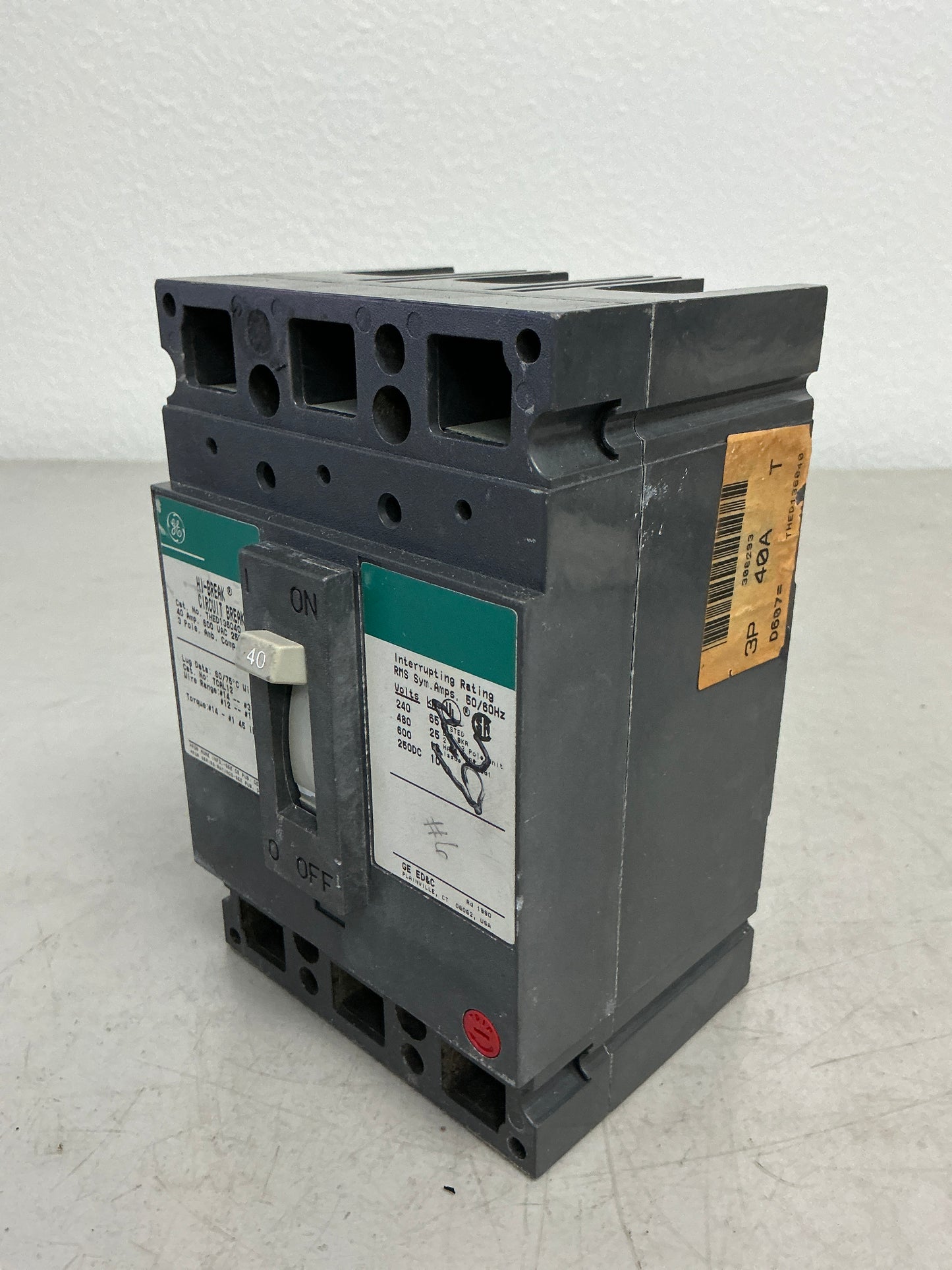 Used THED136040 3 Pole, 40 Amps, 600 Volts