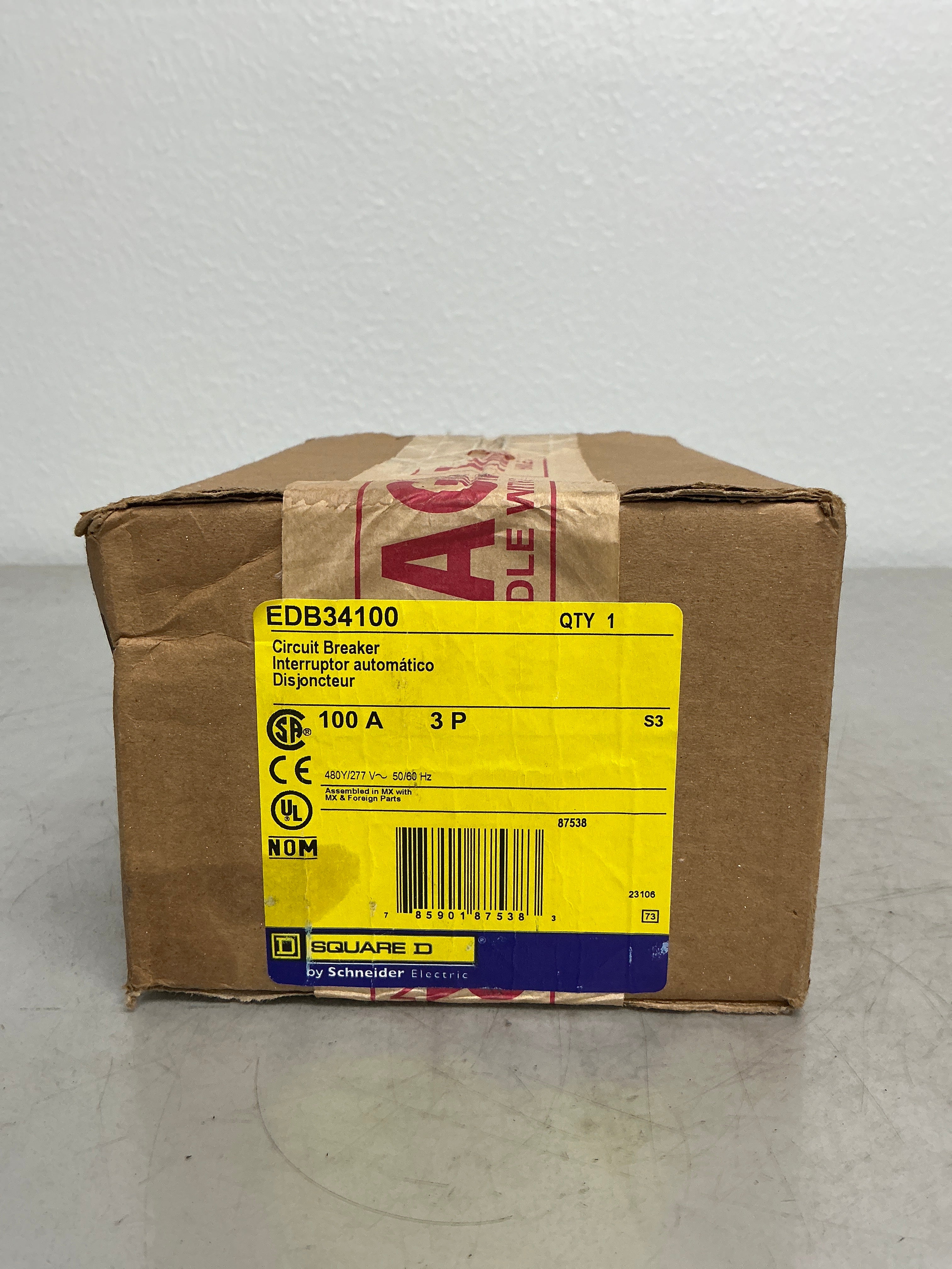 New Square D EDB34100 3 Pole, 100 Amps, 480 Volts