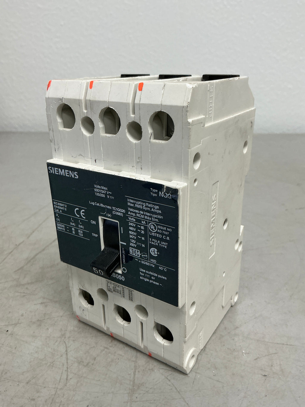 Used Siemens NGG3B50 3 Pole, 50 Amps, Circuit Breaker